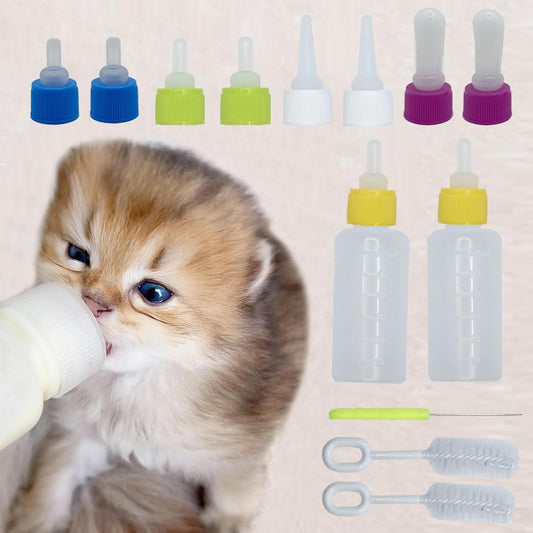 60ml Pet Feeding Bottle kit, pet Feeding Tool, Newborn Animal Feeder Practical, Replacement Pet Bottle with 10pcs Nipples