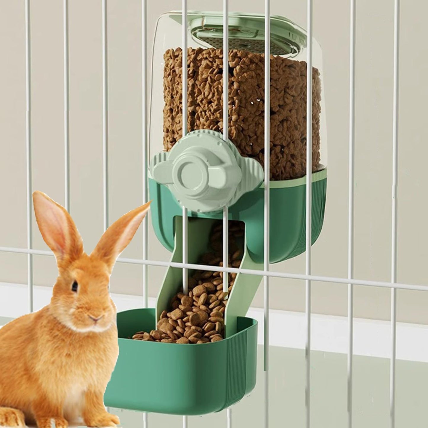 Pet Hanging Automatic Feeders Drinking Bowls，Gravity Rabbit Feeder and Water Set，Cage Cat Food Bowl Feeding Station for Puppy Kitten Chinchilla Hedgehog Guinea Pig Ferret (Green-Water)