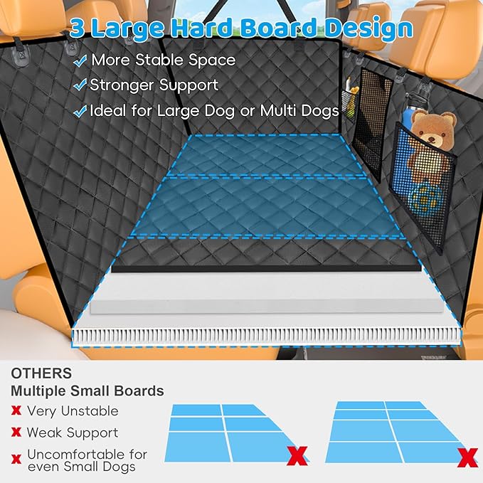 URPOWER XL Dog Back Seat Extender for Crew Cab Truck, Hard Bottom Dog Car Seat Cover Waterproof Dogs Car Hammock Pet Backseat Bed, Pet Truck Accessories for F150 / RAM 1500/ Tundra Crew Cab