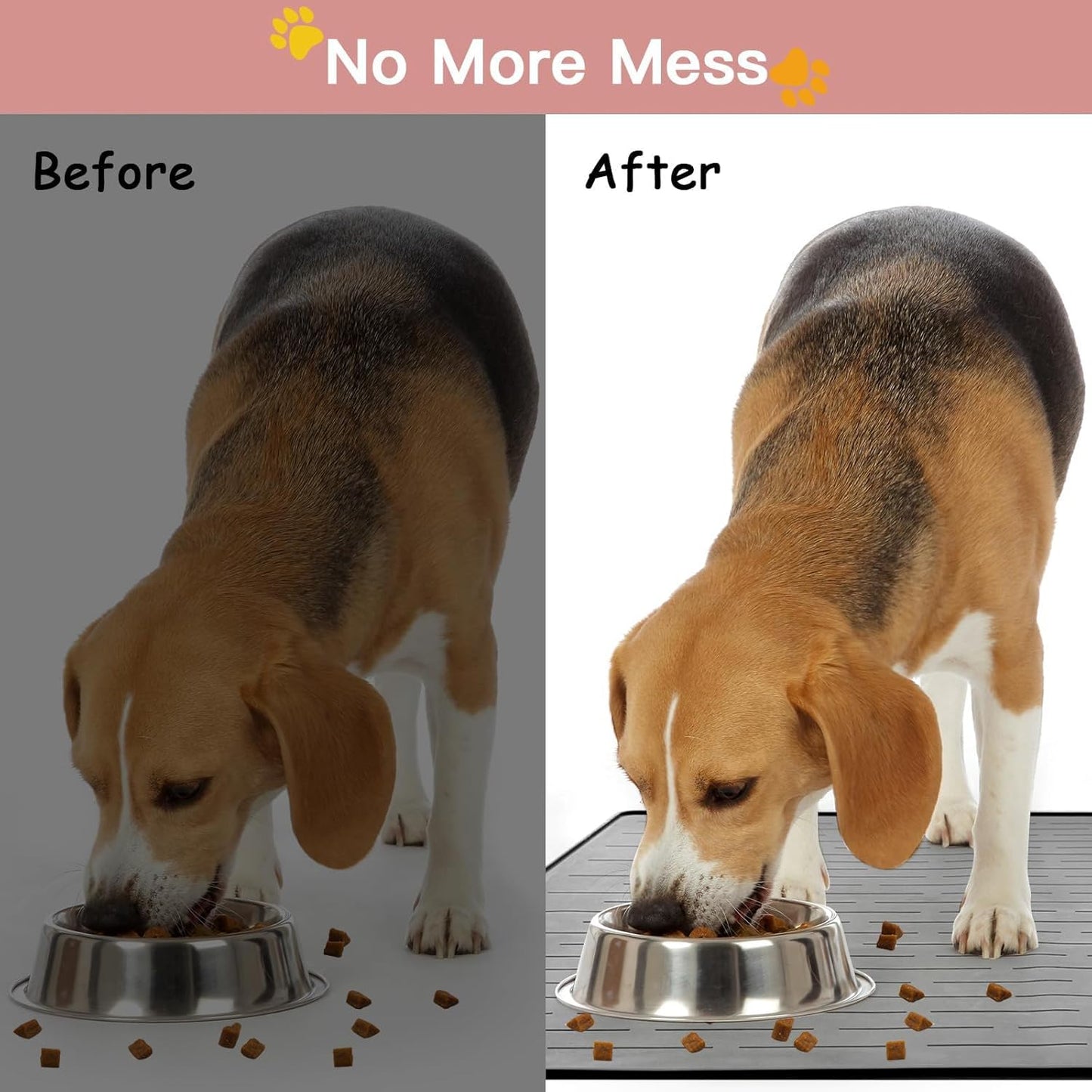 Large Dog Mats for Food and Water, 32"x24" Waterproof Pet Food Mats for Floor Nonslip Silicone Bowl Mats with Raised Edges