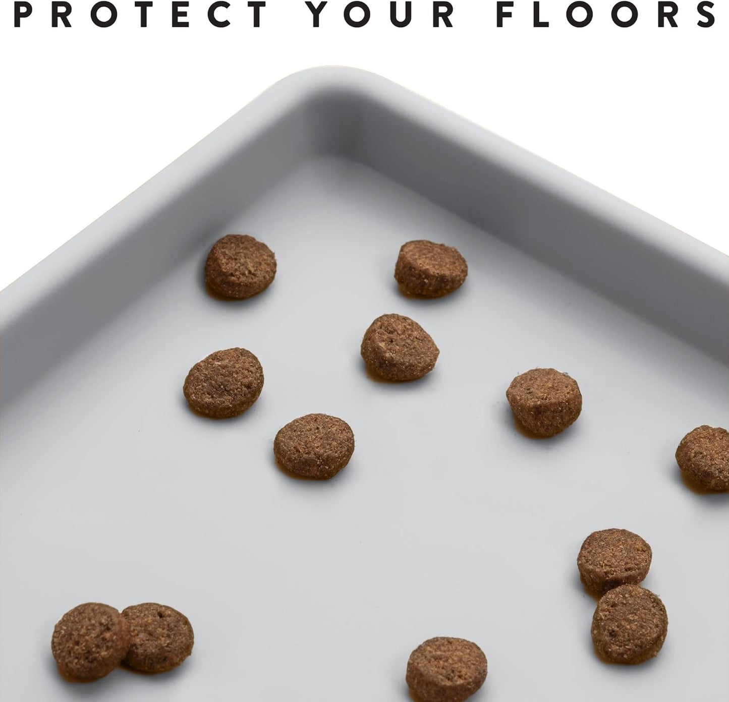 CatGuru Cat Food Mat, Small & Large Pet Feedingd Mat, 100% Waterproof Cat Mats for Food and Water, Silicone Mats for Pet Bowls, Non-Slip Placemat for Water Bowl or Fountain (Small, Silver)