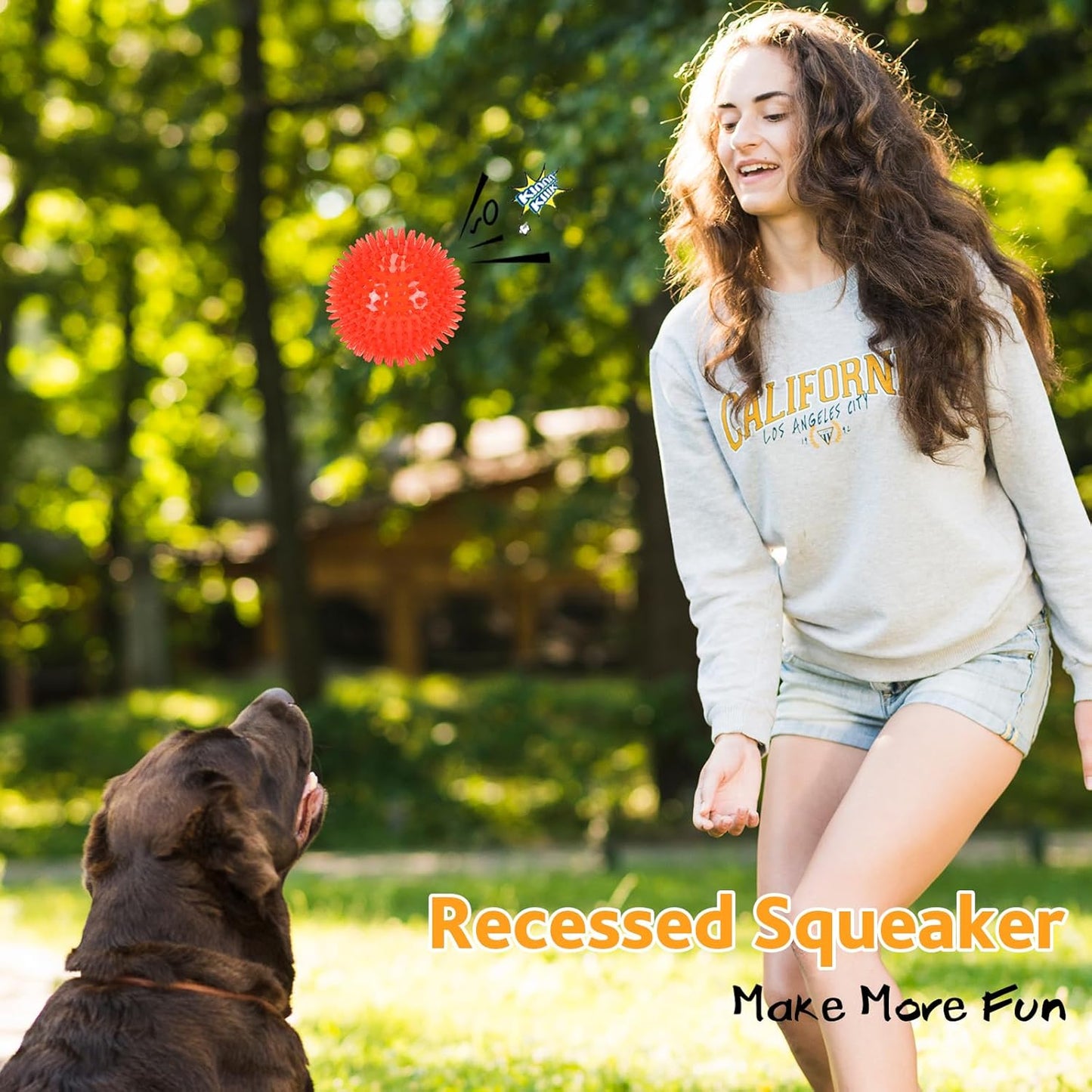 petizer 6 Pack 4.5inch Squeaky Dog Toy Balls Floating Spiky Pool Balls Interactive Fetch Toys for Large Dog