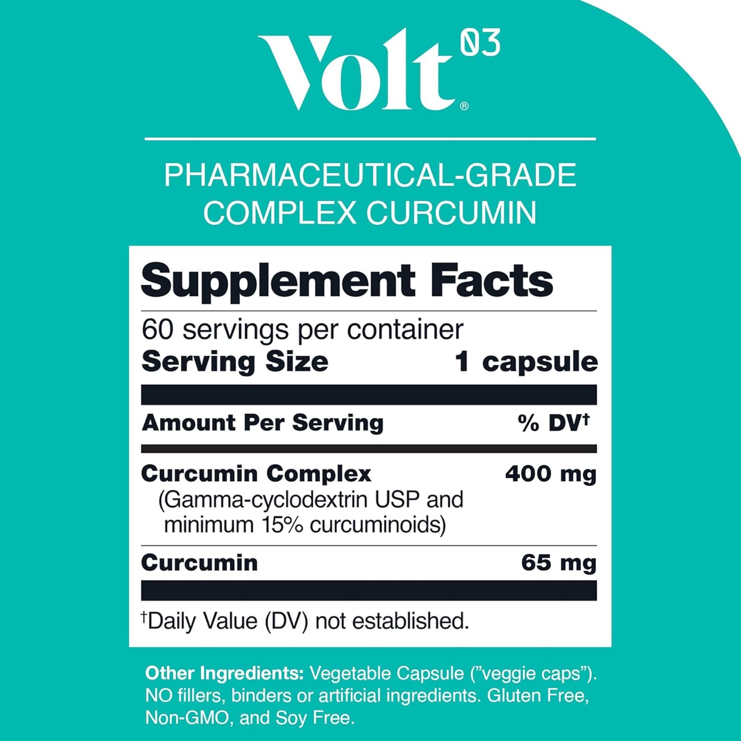 Organic Turmeric Curcumin Capsules, 400mg Complex Curcurmin - Pharmaceutical-Grade Curcumin Supplement for Joint Health, Immune Support, & Healthy Inflammation Response, 60-day (2 month) supply
