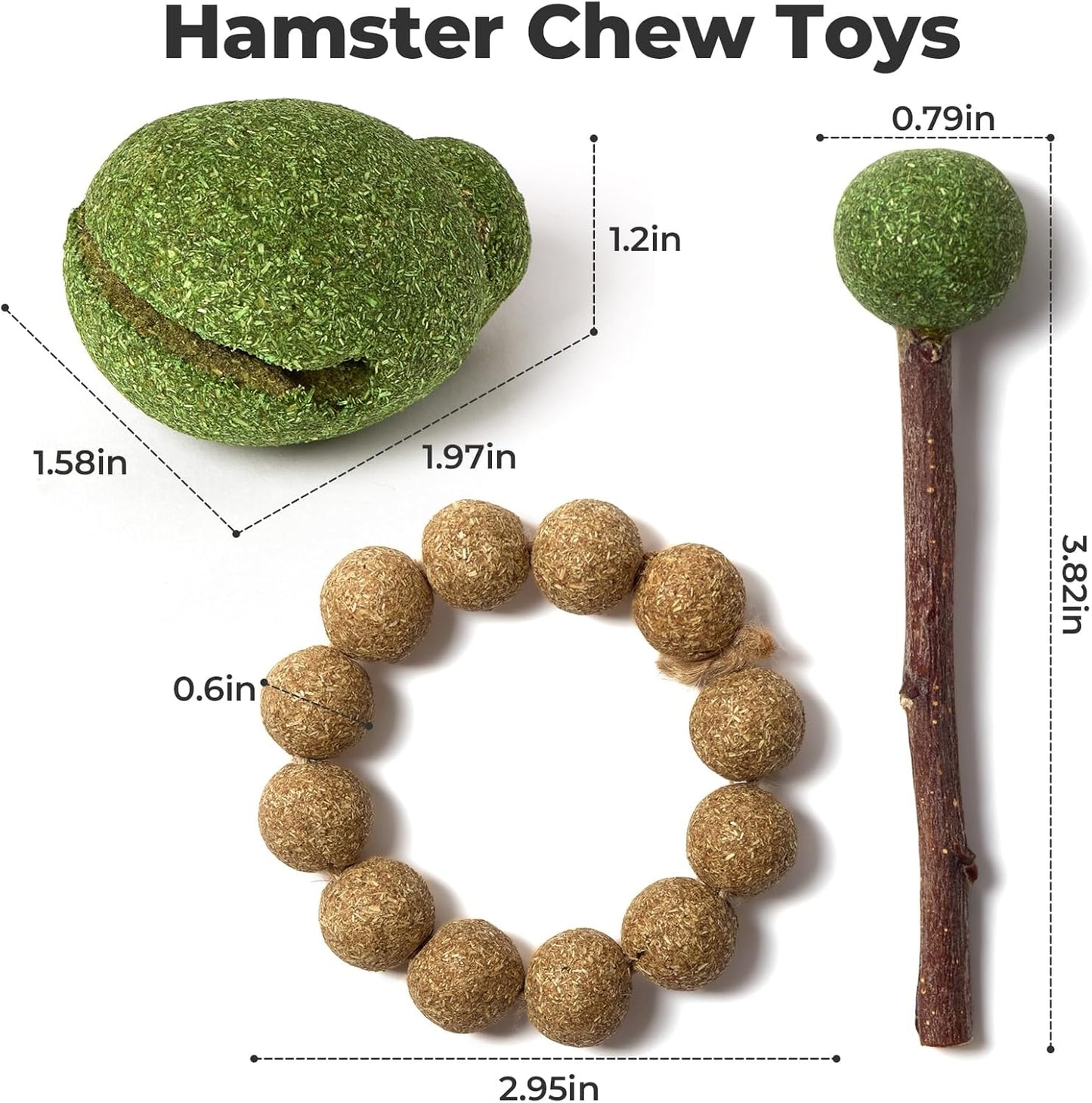 mini&moe Hamster Chew Toys for Teeth – Guinea Pig Chew & Treats Natural Edible Apple Wood Sticks Improve Dental Health Hamster Enrichment Toys for Rabbit, Bunny, Chinchilla, Gerbils, Rat