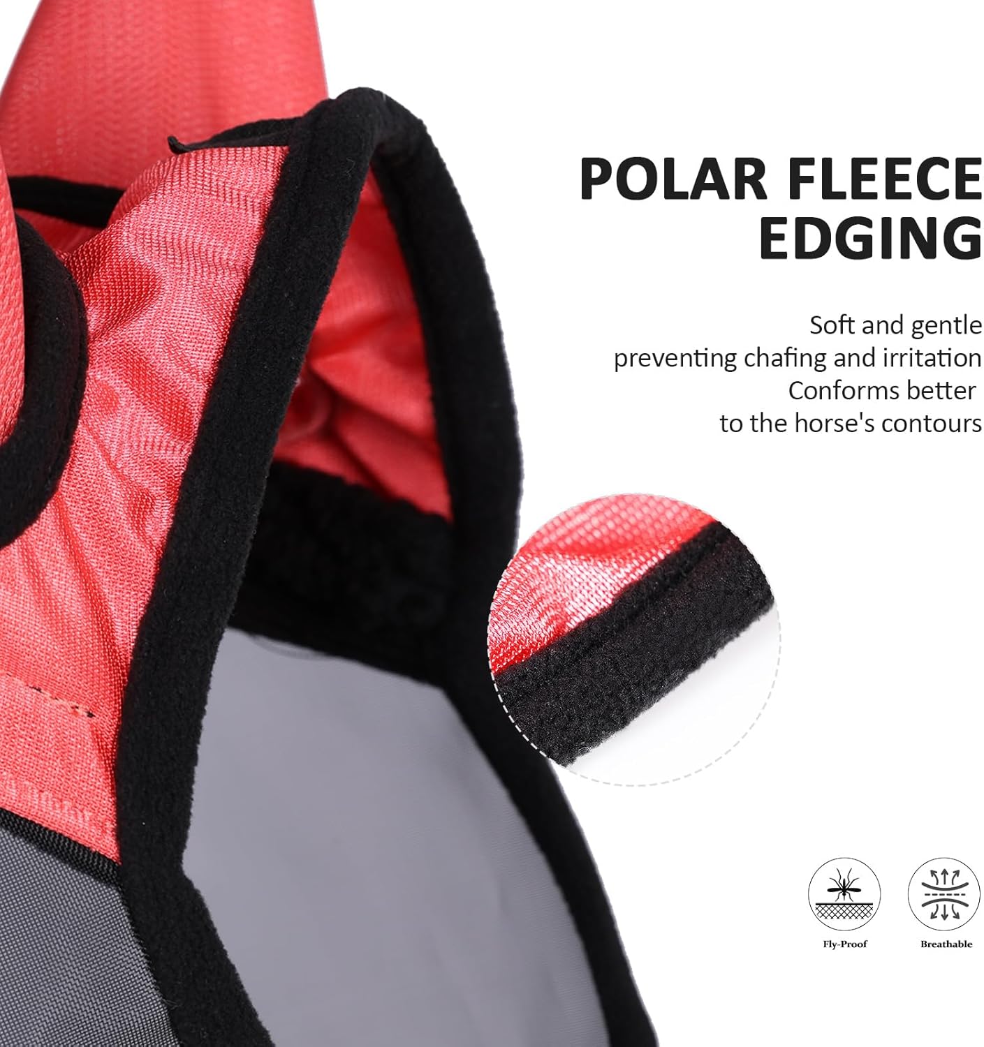 Harrison Howard Pro Luminous Horse Half Face Fly Mask Large Eye Space with Ears UV Protection for Horse Coral Orange XL