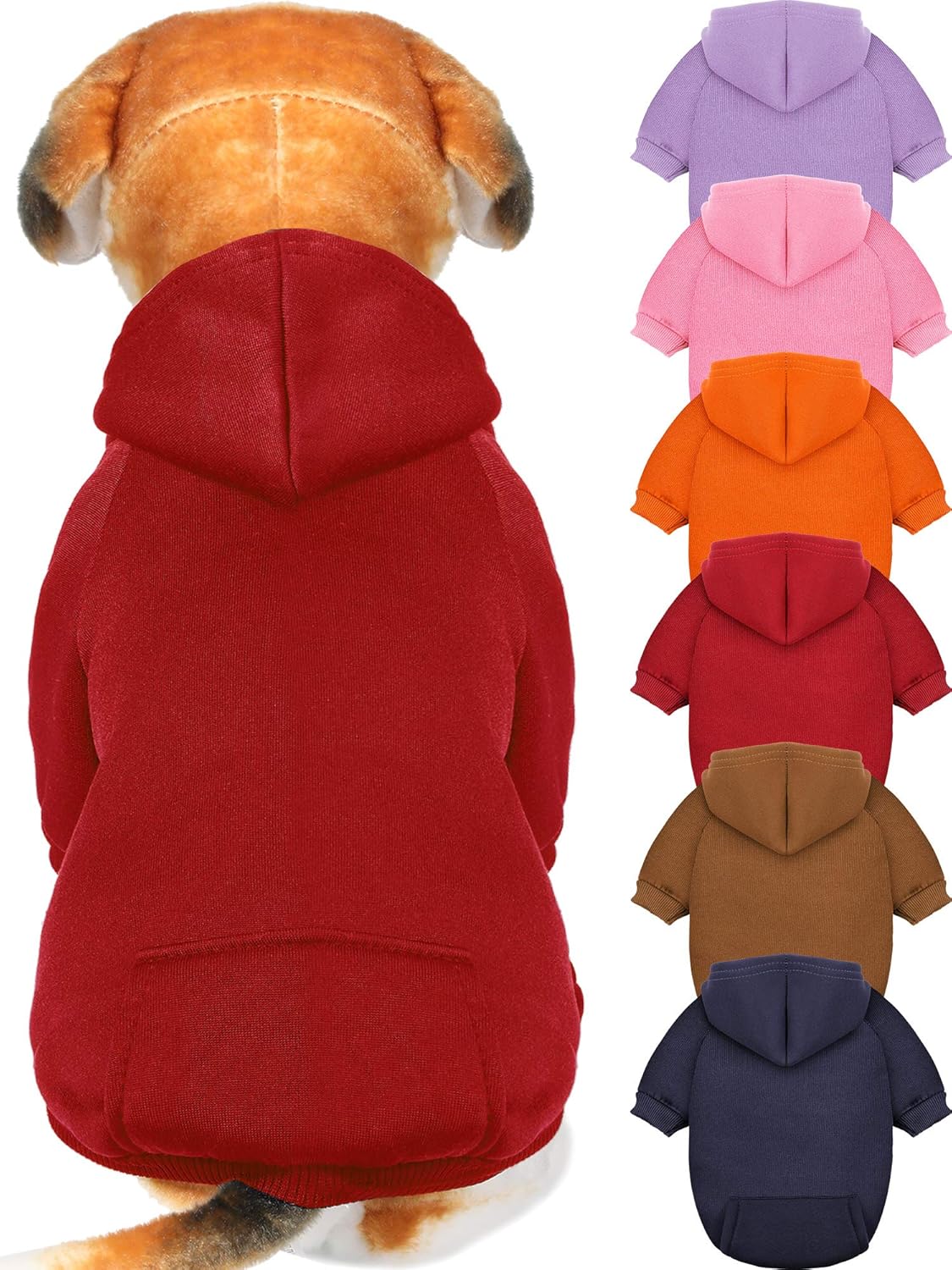 6 Pieces Dog Hoodie Dog Clothes Sweaters with Hat, Pet Winter Clothes Warm Hoodies Coat Sweater for Small Dogs Chihuahua(S)