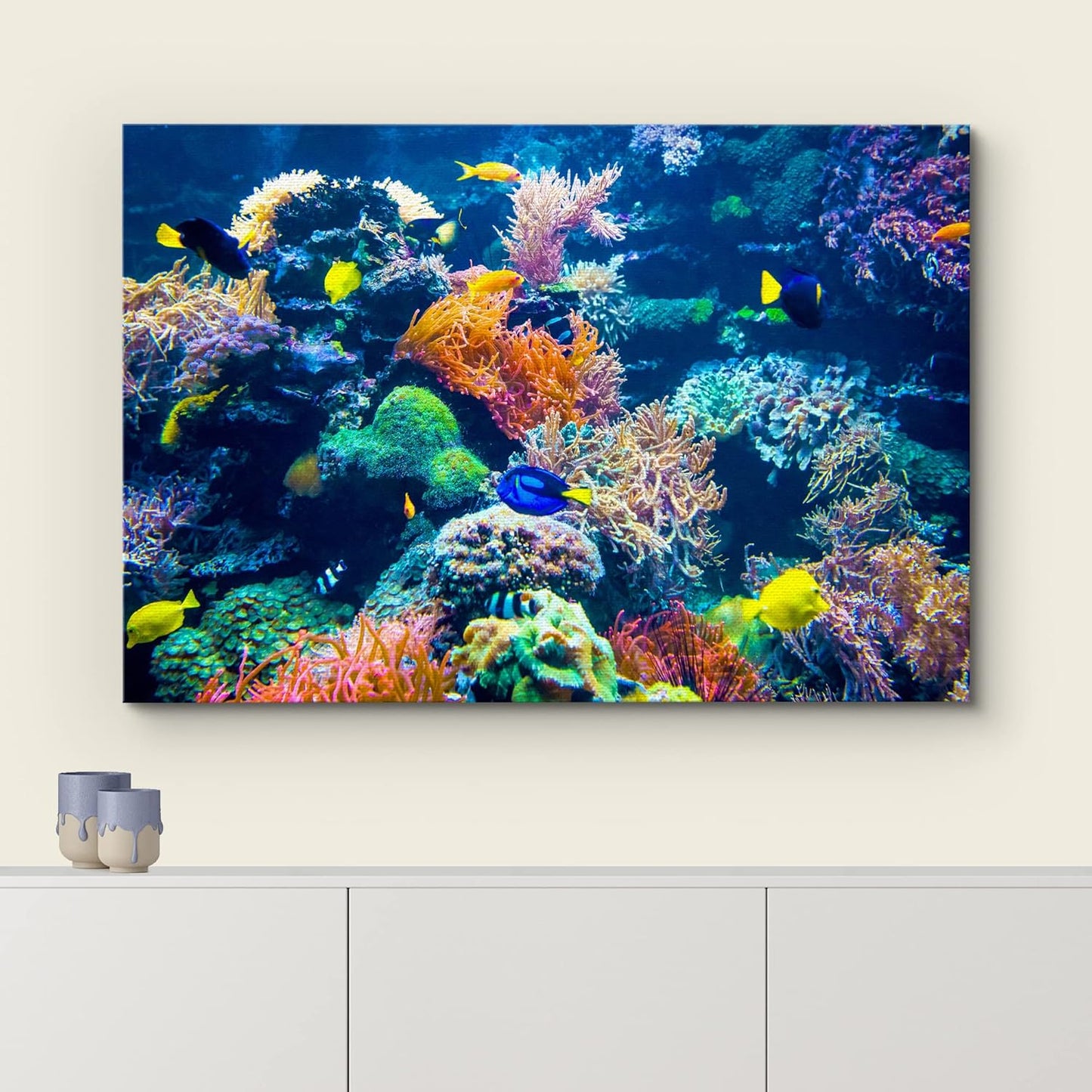 wall26 Canvas Print Wall Art Vibrant Multicolor Coral Reef Fish Ecosystem Nature Animals Photography Realism Rustic Scenic Landscape Wilderness Colorful for Living Room, Bedroom, Office - 32"x48"