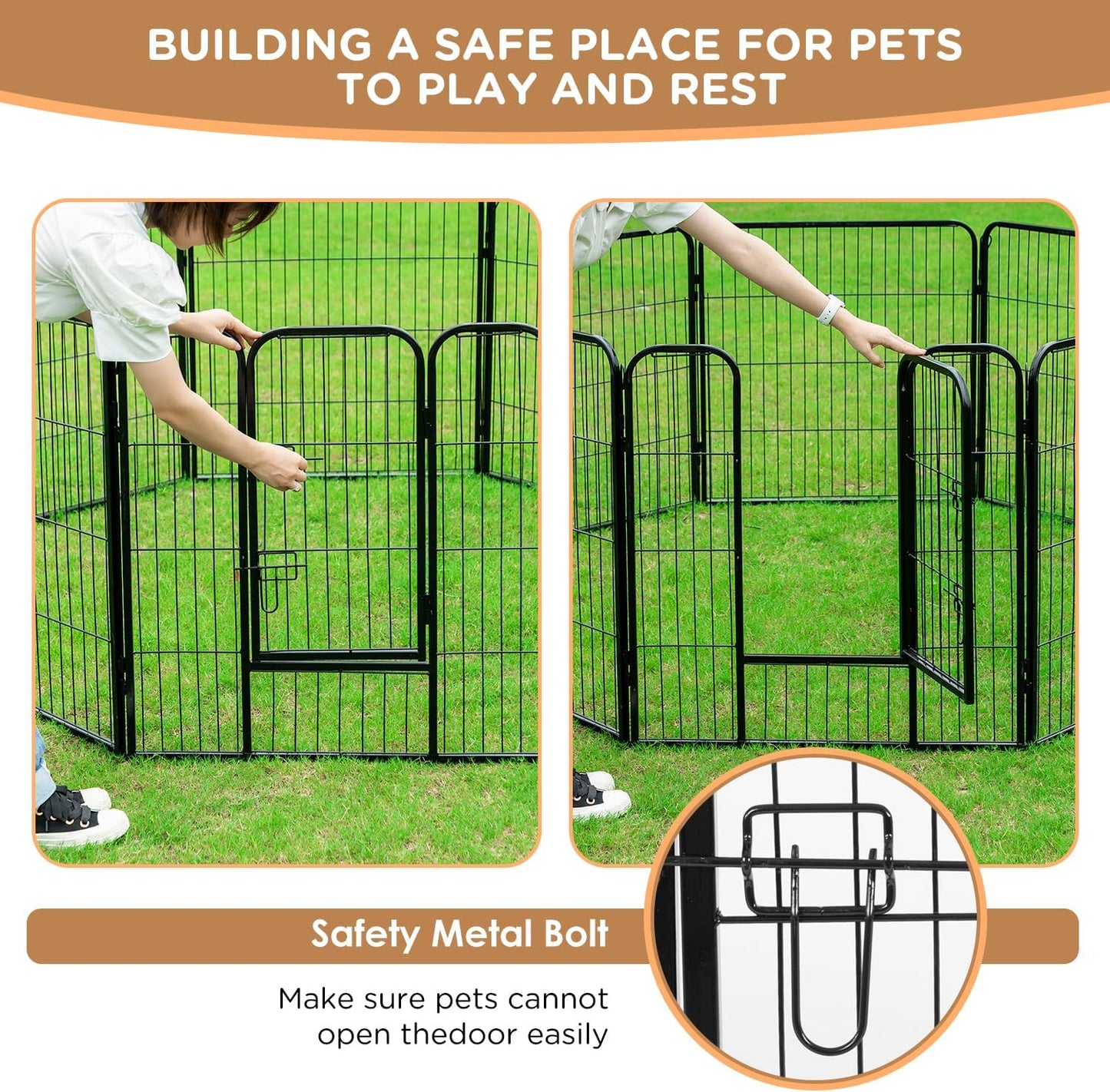 BestPet Dog Playpen Indoor 40 inch 6 Panels Metal Dog Pen Pet Dog Fence Outdoor Exercise Pen with Doors,Pet Puppy Playpen for RV Camping Yard, Black