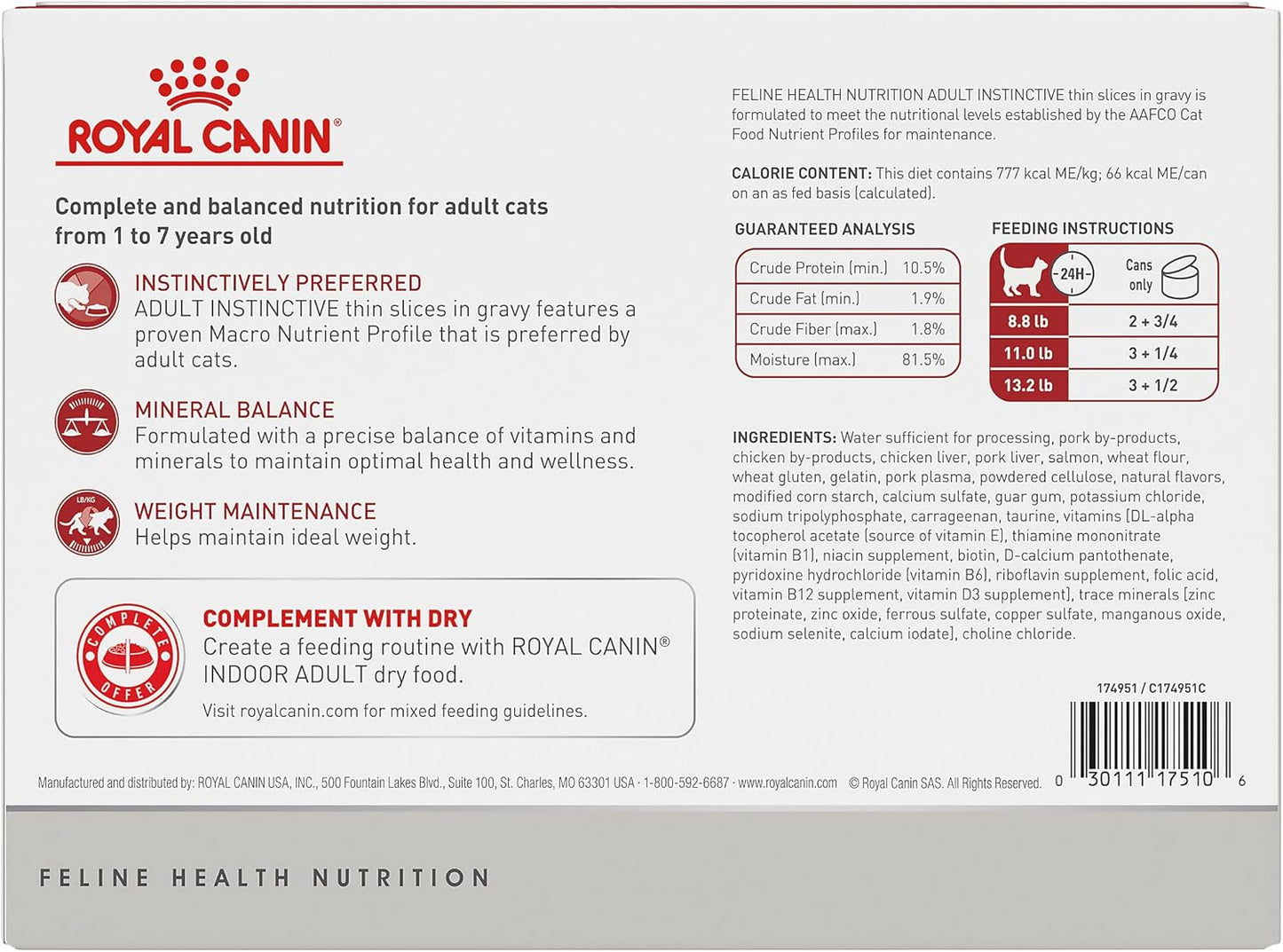 Royal Canin Adult Instinctive Thin Slices in Gravy Wet Cat Food, 3 oz can (12-count)