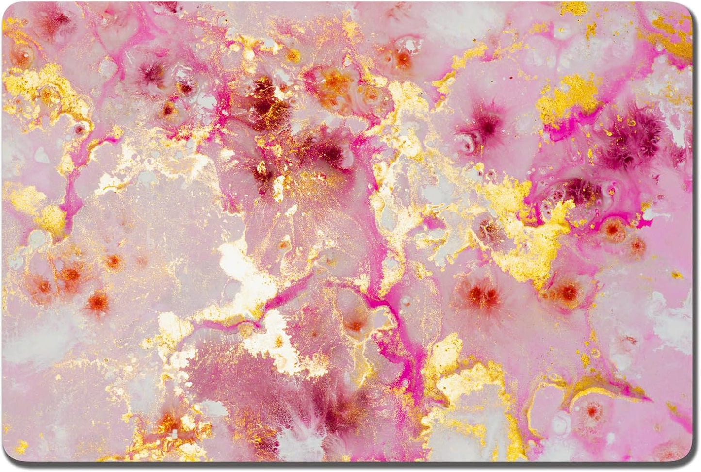 Rnivvi Dog Food Mat, 12" x 19" Absorbent Dog Cat Bowl Mat for Food and Water, Cute Anti-Slip Rubber Pet Feeding Rug Protect Floors, Puppy Placemat for Feeding & Watering Supplies, Pink Gold