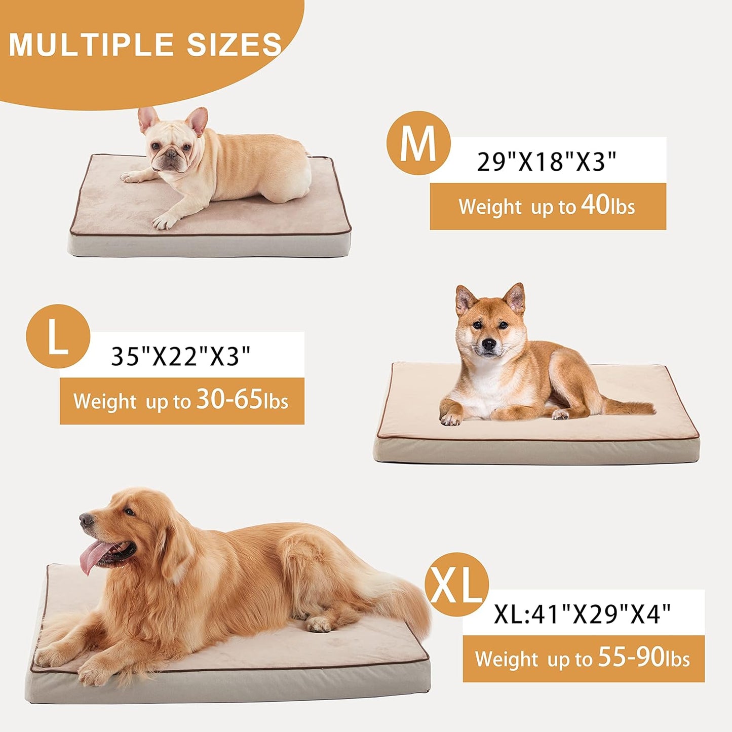 Orthopedic Memory Foam Dog Bed, Cooling Dog Beds for Medium/Large Dogs -Waterproof Pet Bed for Crate with Removable Washable Cover (M(29inch,45Lbs))