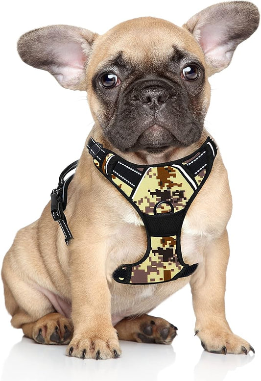BARKBAY No Pull Dog Harness Large Step in Reflective Dog Harness with Front Clip and Easy Control Handle for Walking Training Running(Desert camo,S)