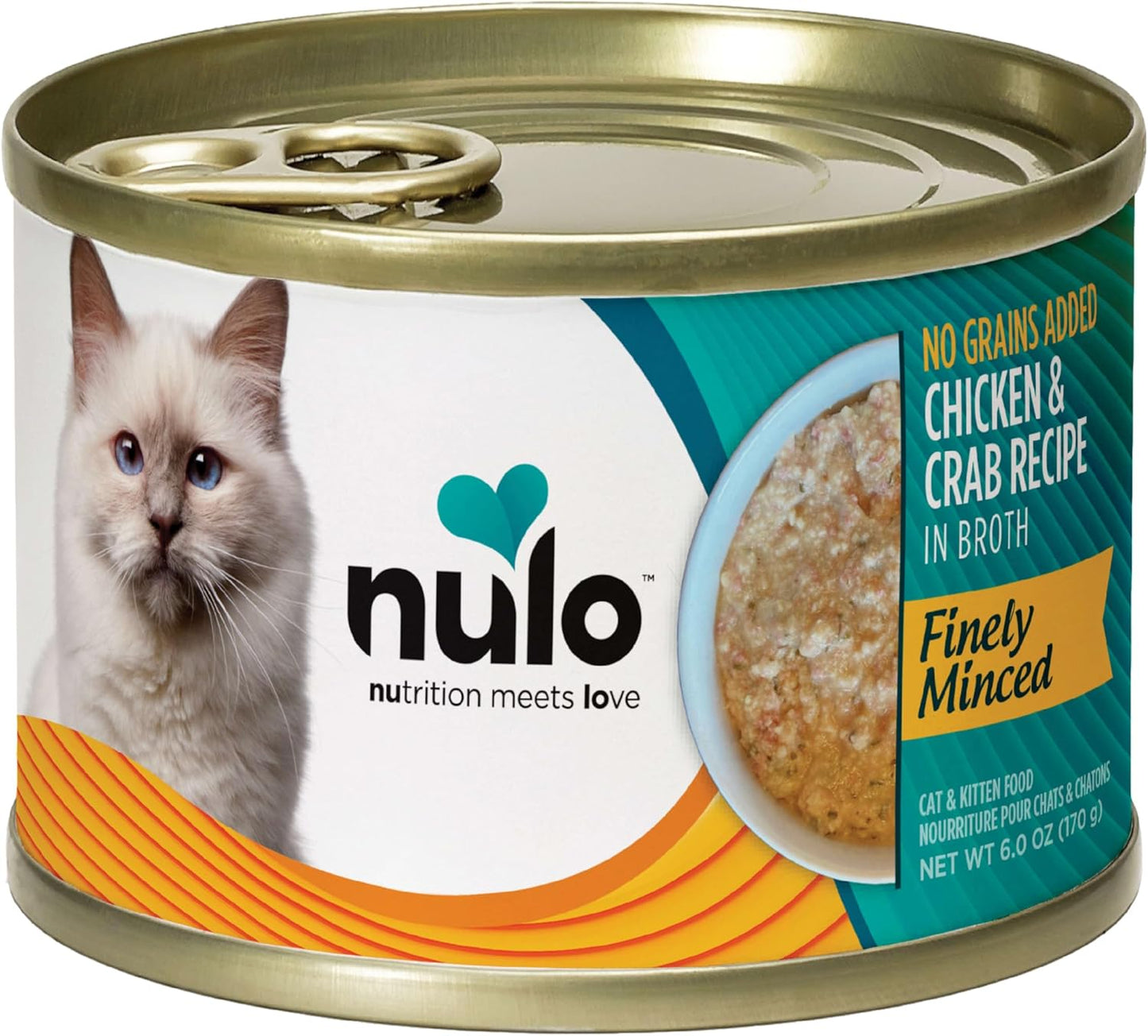 Nulo Finely Minced Chicken & Crab Flavor Wet Canned Cat Food, 6.0 Ounce (Pack of 8)