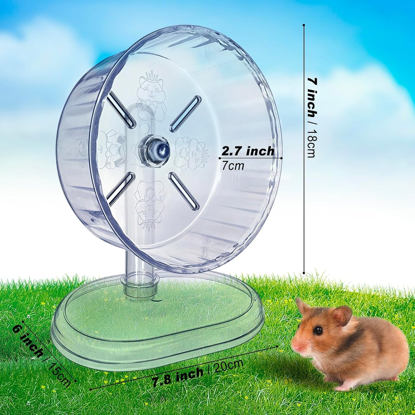 Silent Hamster Wheel, Super-Silent Hamster Exercise Wheels Accessories, Quiet Running Wheels, Adjustable Stand for Hamsters Mice Or Other Small Animals (White, Ф 7 inch)