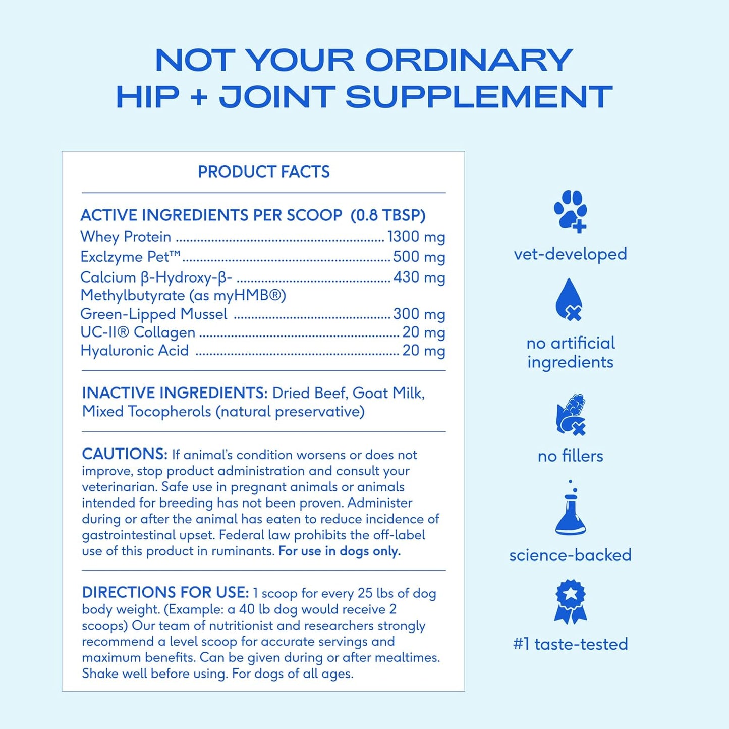 Native Pet Advanced Care - Hip & Joint Supplement for Dogs - Supports Joints, Cartilage, Muscles & Anti-Inflammatory with HMB, UC-II Collagen, Green Lipped Mussel & Hyaluronic Acid - 30 Scoops