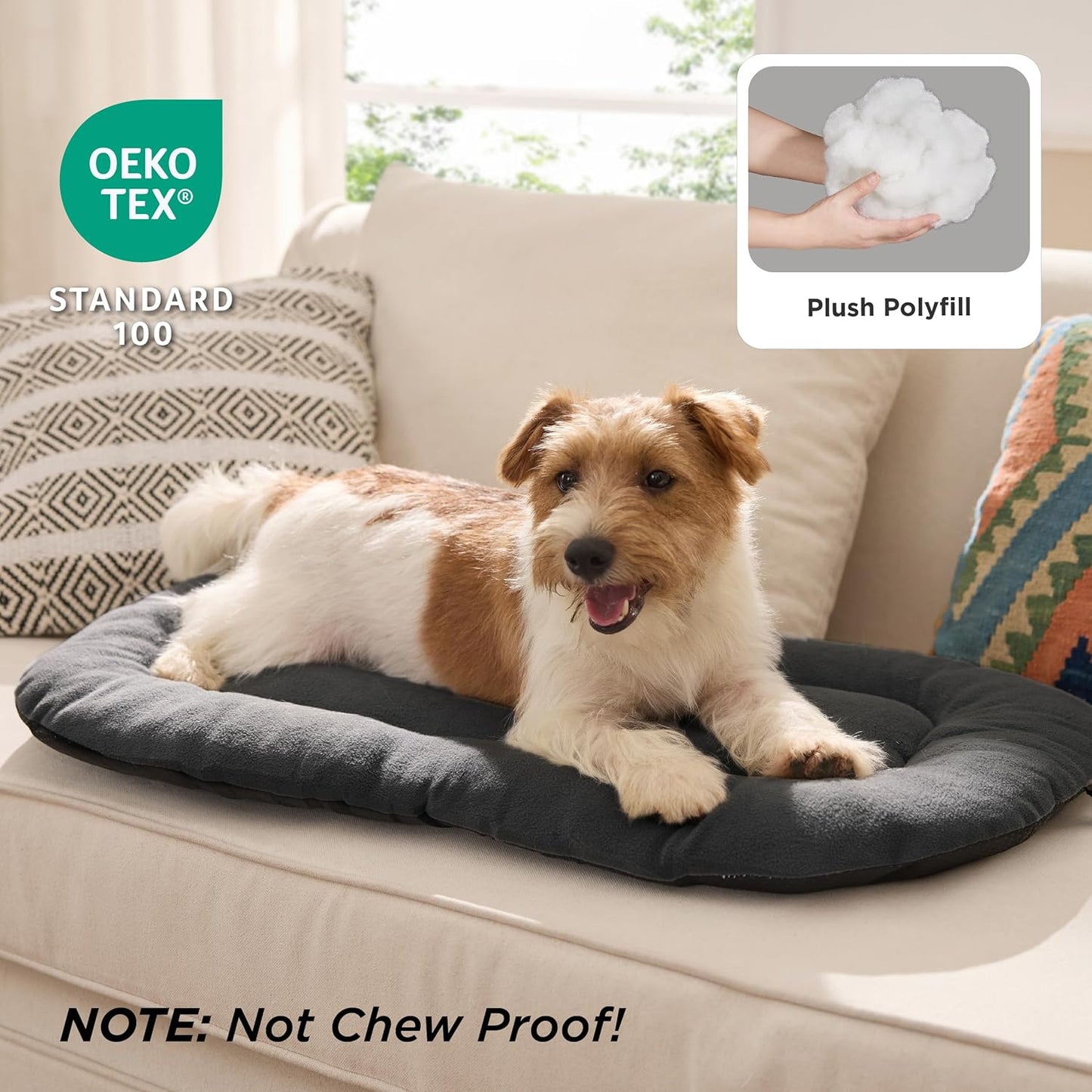 Bedsure Washable Dog Crate Pad for Medium Dogs, Anti-Slip Puppy Kennel Dog Bed for Crate - Ultra Soft Fleece Flat Thin Pet Mat (Not Chew Proof), Grey 29"x21"