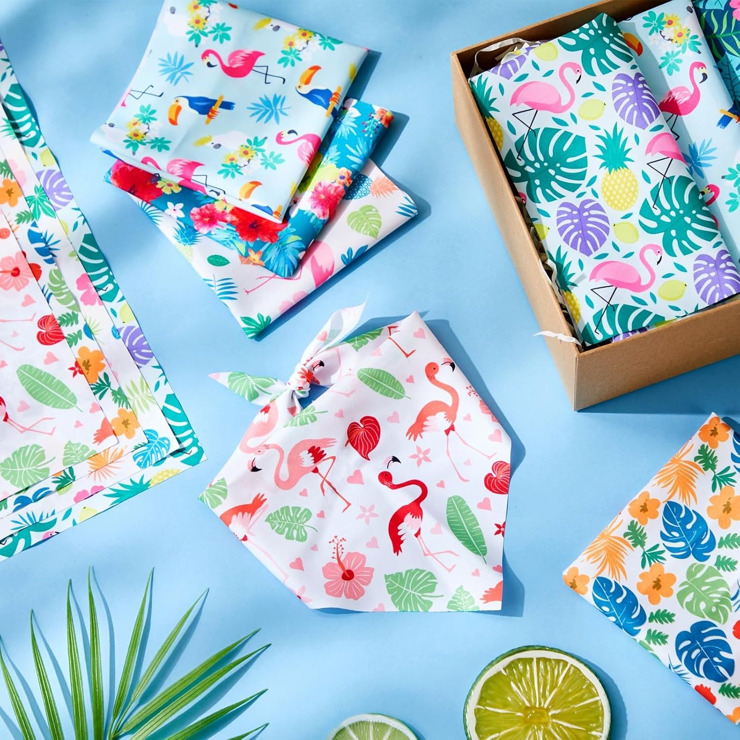 Weewooday 50 Pcs Hawaiian Dog Bandanas Bulk for Dogs Soft Bibs Adjustable Triangle pet Bandana for Small Medium Large Costume(Hawaii Pattern, 19.7 x 13.8 x 13.8 Inch)