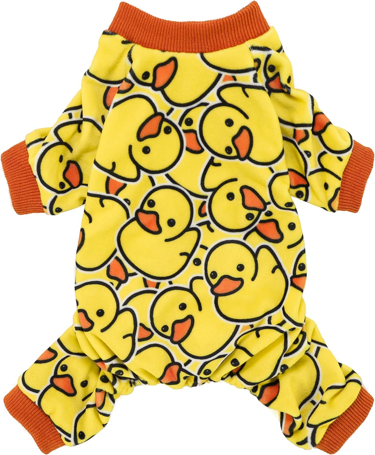 Fitwarm Funny Duck Dog Pajamas, Dog Winter Clothes for Small Dogs Girl, Lightweight Velvet Pet Jumpsuit, Cat Onesie, Yellow, XXL