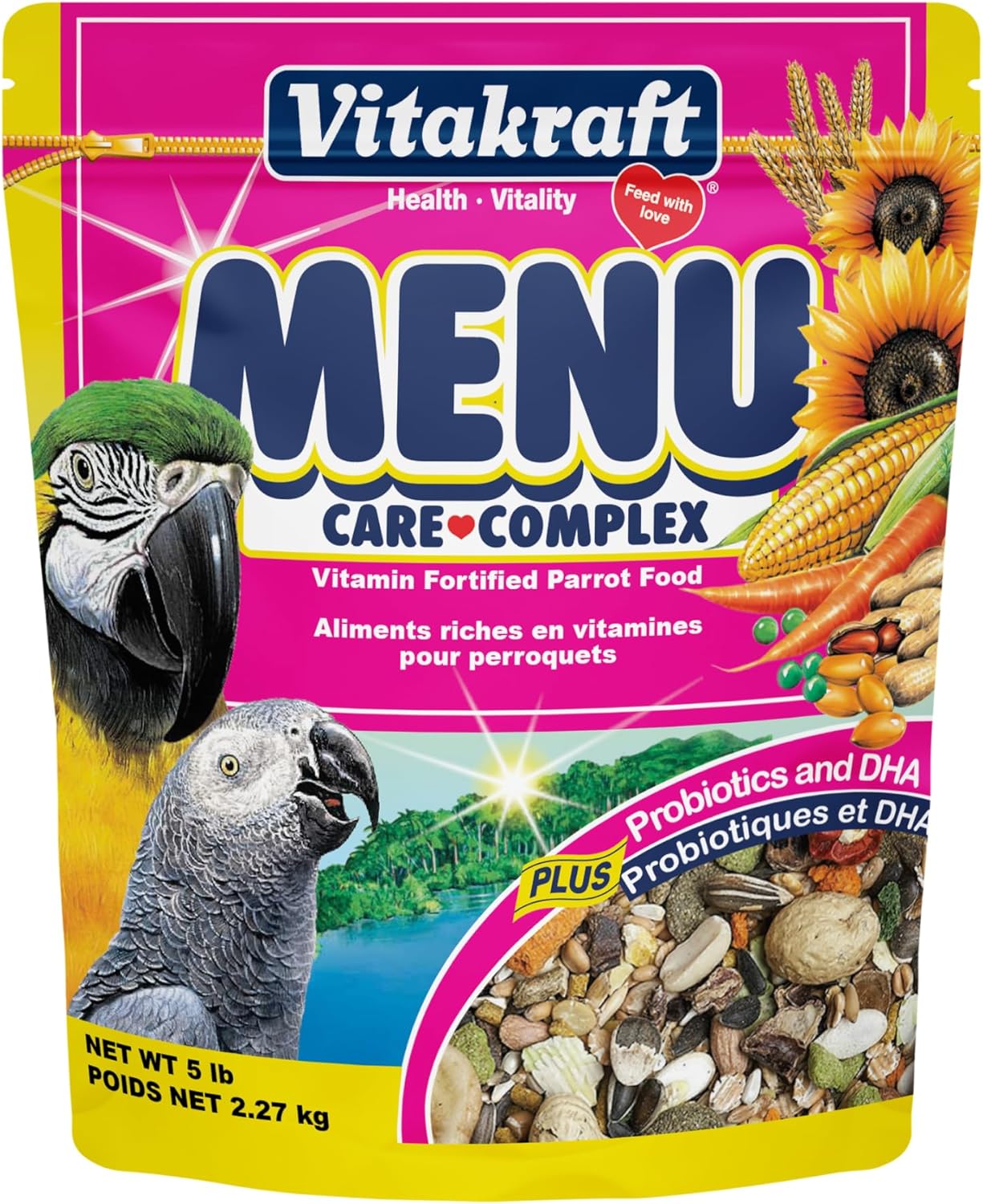 Vitakraft Menu Premium Parrot Food - Vitamin-Fortified - Macaw, Amazon, Conure, and Parrot Food for Large Birds 5 Pound (Pack of 1)