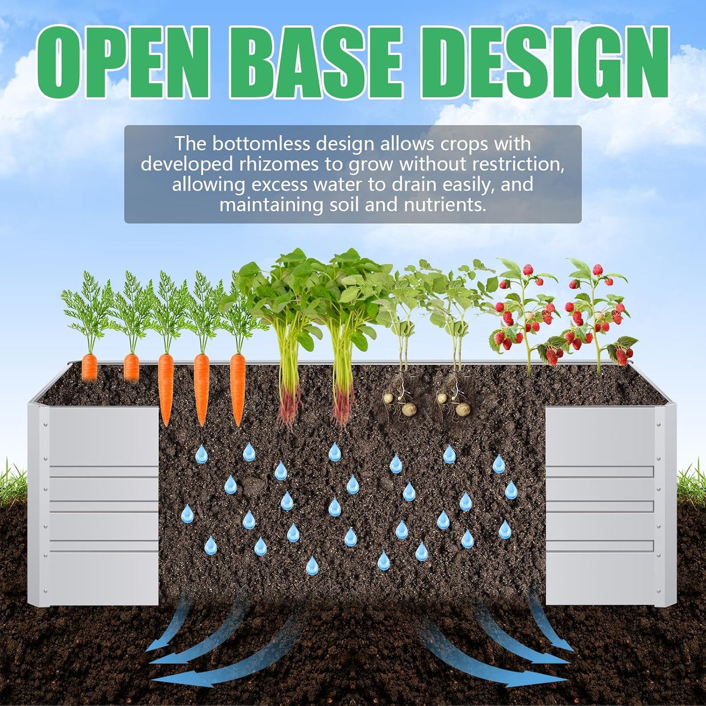 SnugNiture Galvanized Raised Garden Bed 6x3x2FT Outdoor Large Metal Planter Box Steel Kit for Planting Vegetables, Flowers