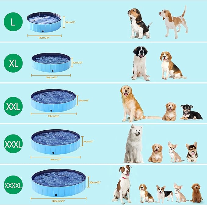 Yaheetech Foldable Dog Pools 63 x 12 Inches Collapsible Hard Plastic Pets Swimming Pool Portable Puppy Bath Tub Cat Shower Pet Wading Pool for Outdoor/Indoor w/Pet Repair Patches, Blue