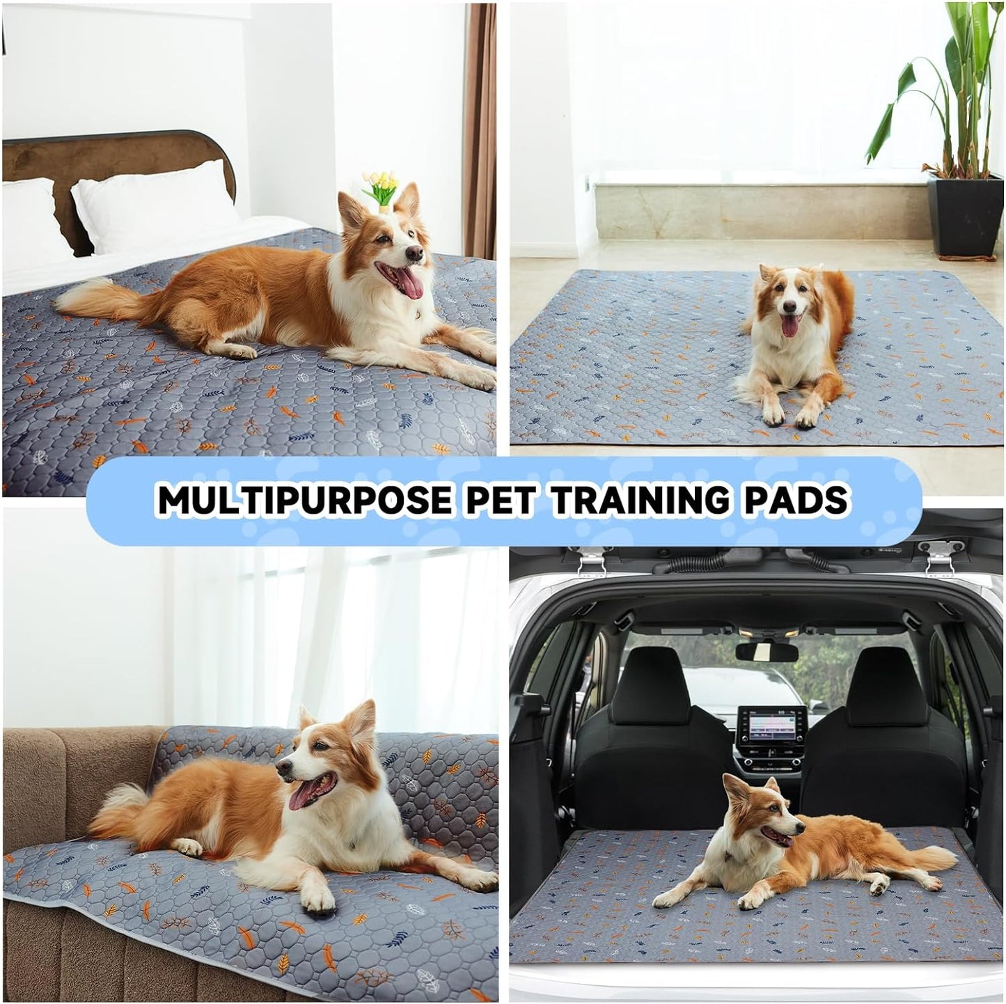 Sunheir Washable Pee Pads for Dogs - 2-Pack Thick Heavy-Absorbency Reusable Pee Pads Prevent Leakage Non-Slip, Waterproof Pet Training Pads for Puppy Playpen, Crate, Whelping Box, Potty Training