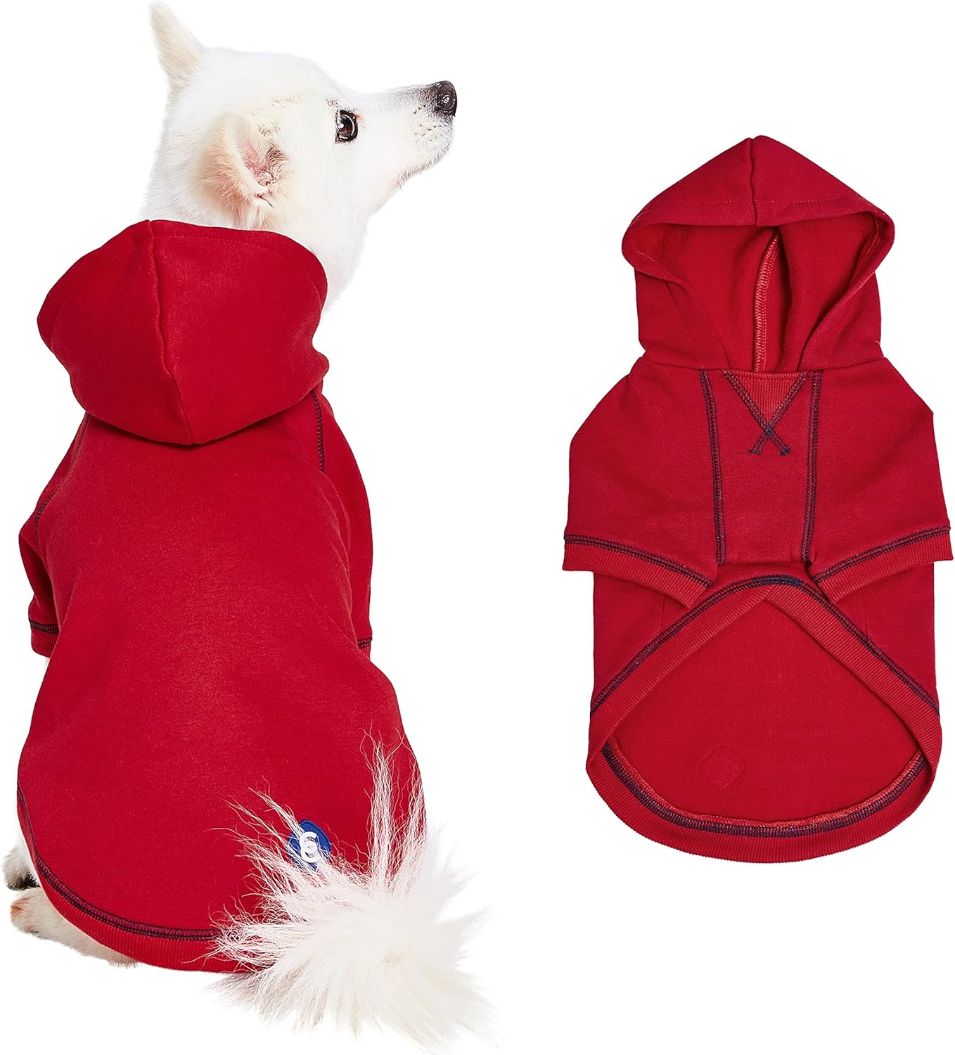Blueberry Pet Essentials Hoodie – 12″ Soft French Terry Sweatshirt with Hood, Red, Award‑Winning Small‑Dog Jersey