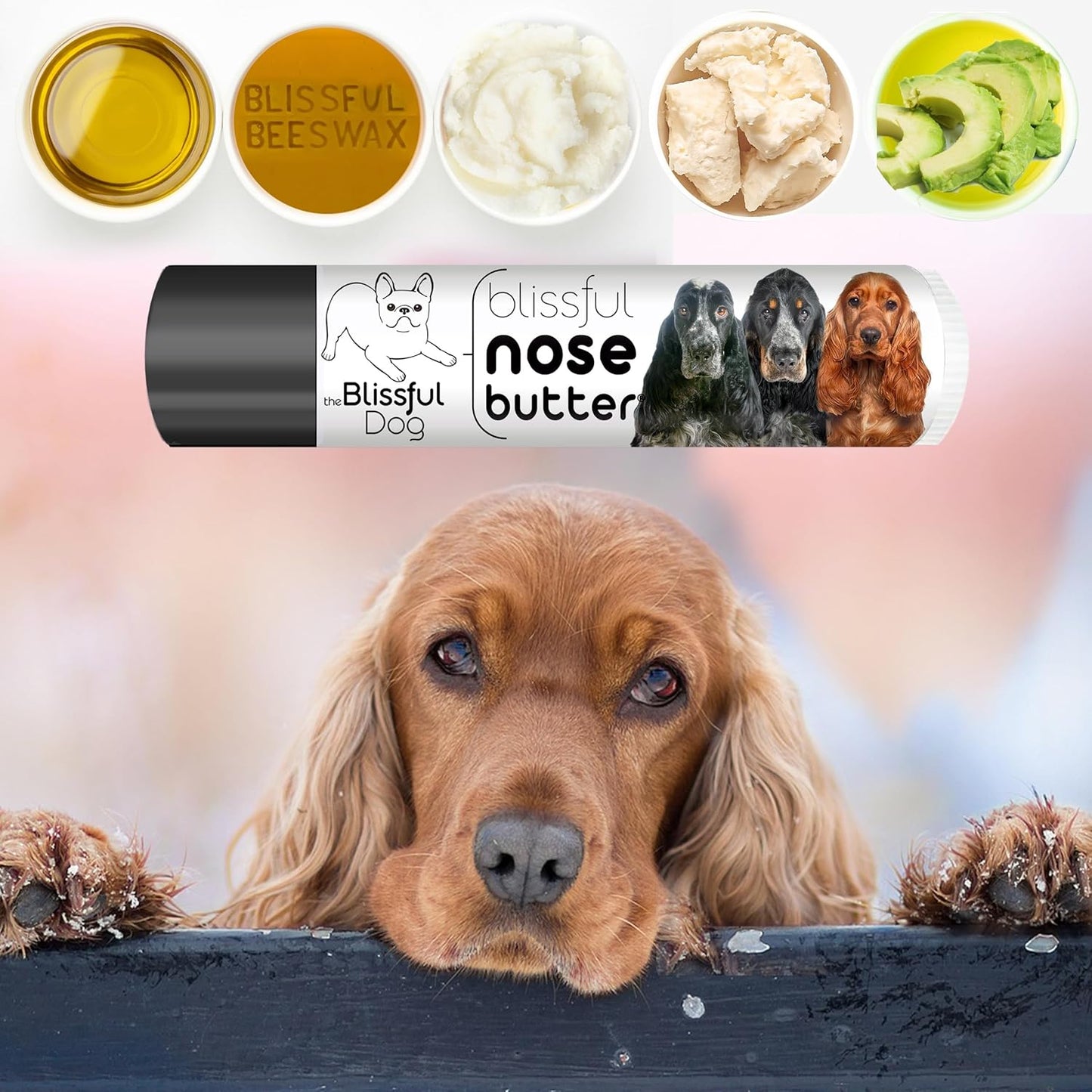The Blissful Dog English Cocker Spaniel Unscented Nose Butter - Dog Nose Butter, 0.15 Ounce
