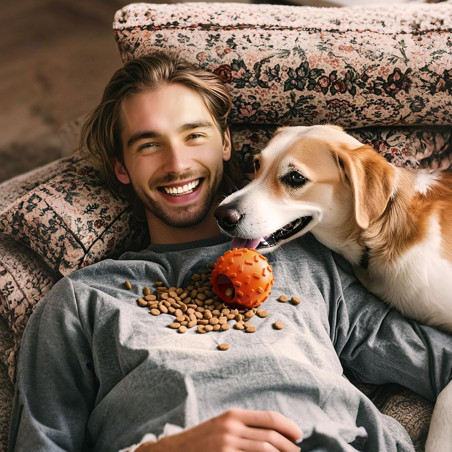 Dog Puzzle Toy 2 Pack – Cognitive Dog Treat Toy,Interactive Dog Toys for Treat Dispensing, Slow Feeder for Mental Stimulation & Anxiety Relief, Puppy Training Toy, Natural Rubber