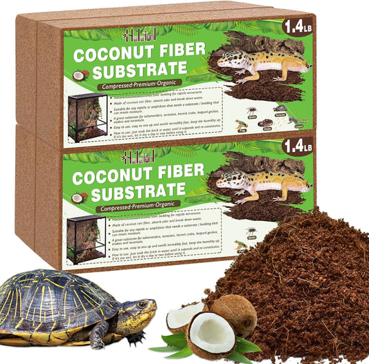 Halatool 4Pack Coconut Fiber Substrate Natural Premium Coco Coir Terrarium Aquarium Substrate for Reptile Tank Tortoise Habitat Beard Dragon Leopard Gecko Snake Tarantula Worm Bins Hermit Crab Snake