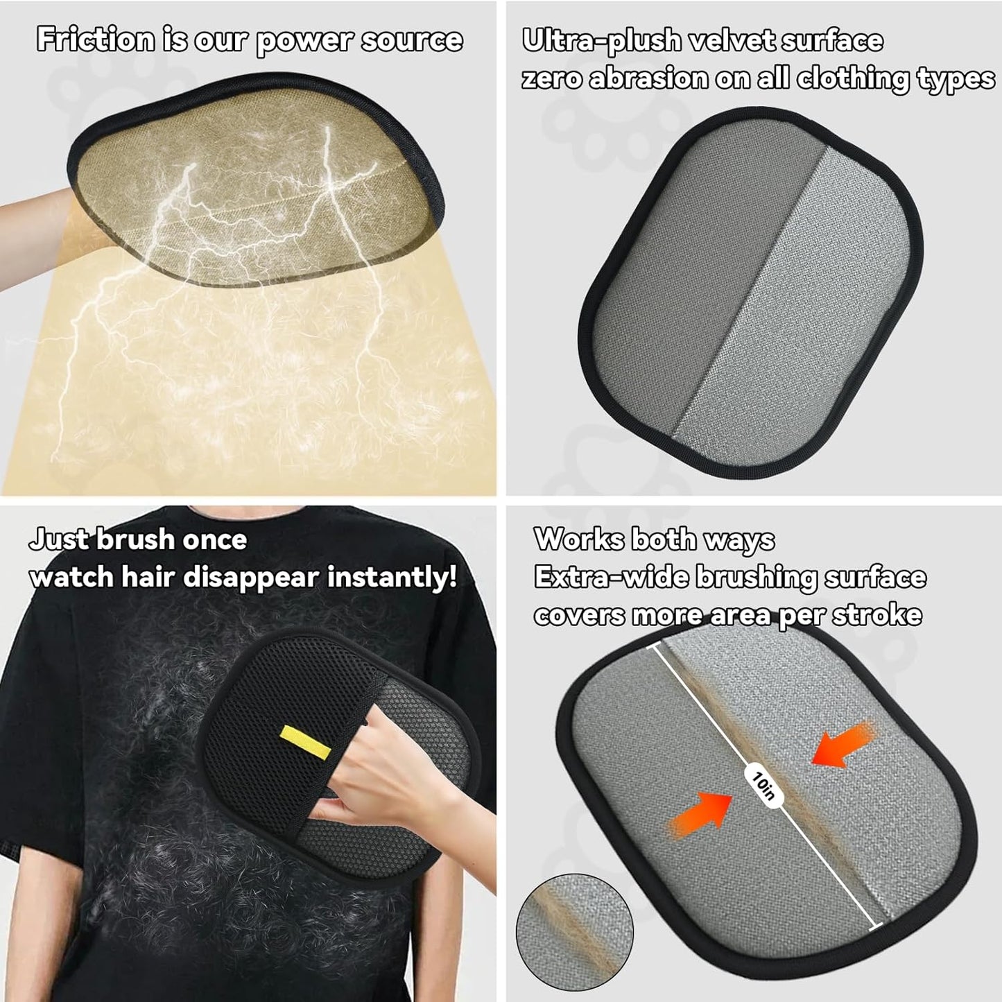 2 Pet Hair Removal Gloves, 2 Flea Combs for Cats and Dog，Reusable Electrostatic Gloves and Long & Short Flea Combs, 4 PCS pet hair removal tools