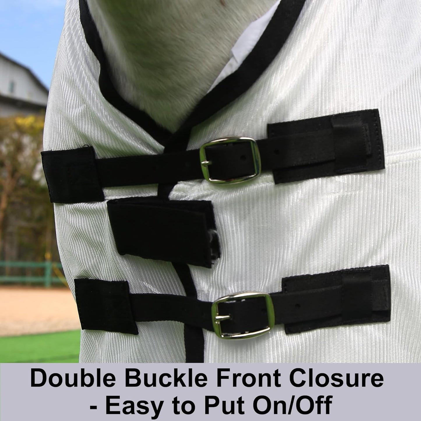 Horse Fly Sheet Equine Summer Sheets, Comfy Mesh Bug and Mosquito Protection Standard Neck - White 81"