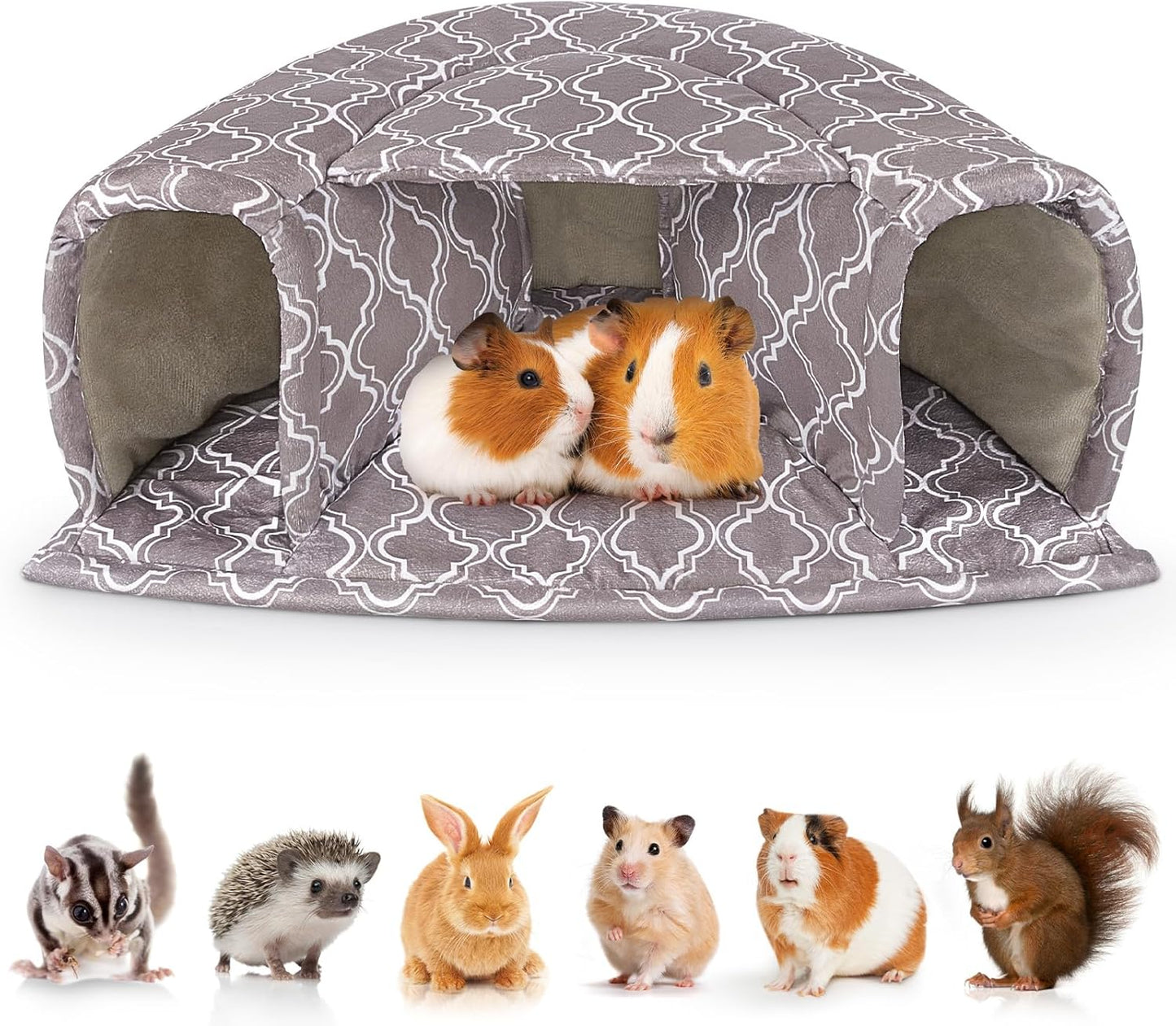 Unicorn Catcher Guinea Pig Hideout Large Bed Cozy House Warm Tunnel Washable Accessories for Small Pet Hamster/Chinchilla/Bunny, Grey