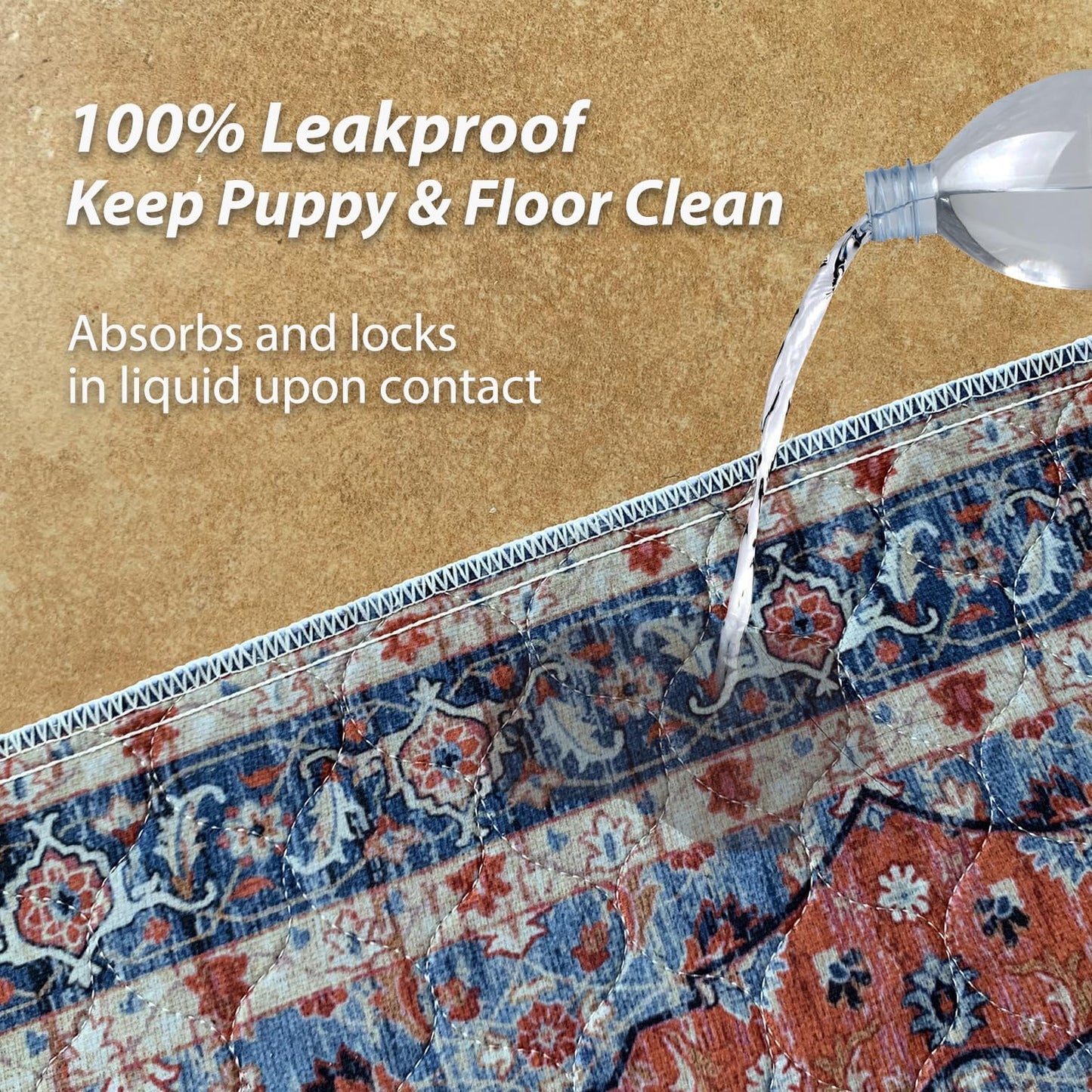 nunubaby Washable Pee Pads for Dogs, Stylish, Non-Slip and Leak-Proof Pee Pads. Reusable Potty Pads for Dogs for Crates and Floors.(Red/Floral, 36" x36")