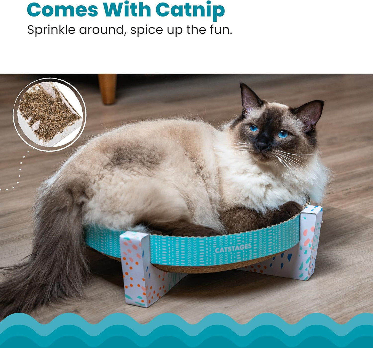 Catstages Scratch Snggle & Rest Elevated Cat Lounger and Cat Scratcher for Relaxing and Play, Includes Catnip
