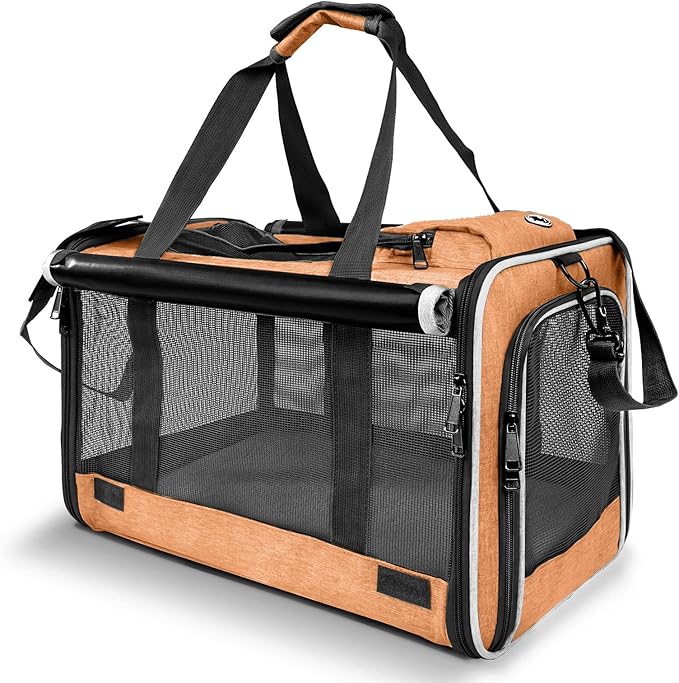 Dog Carry Bag for Puppy Pet Soft-Shell Portable Kennel Crate for 0-15 lbs Foldable Pomeranian Travel Cage Tea Cup Yorkie Carrier Purse Indoor Carrying Case Cat Supply Melon Tiny Dog Melon