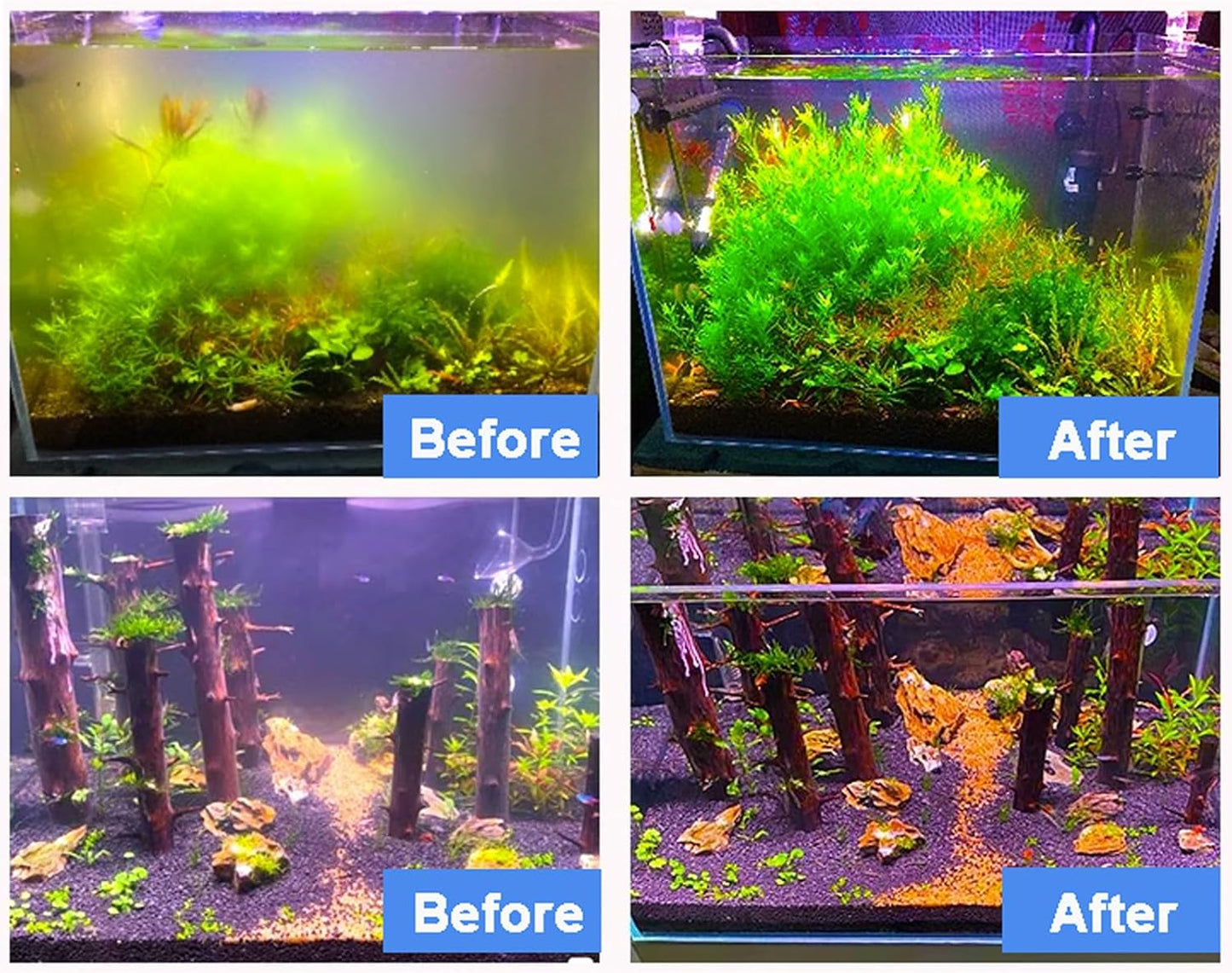 AQUANEAT Aquarium Filter 5W UV Bulb Green Water Killer Submersible Pump Filter 132 GPH for 75 Gallon Fish Tank