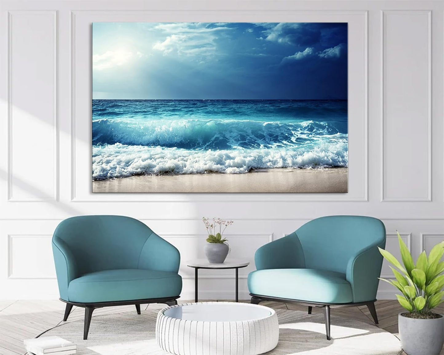 Nature Wall Art Prints - Ocean Forest Mountain Lake Canvas Landscapes - Small to Extra Large Living Room Bedroom Kitchen Bathroom Décor (Summer Ocean Beach, 31L" x 47W")