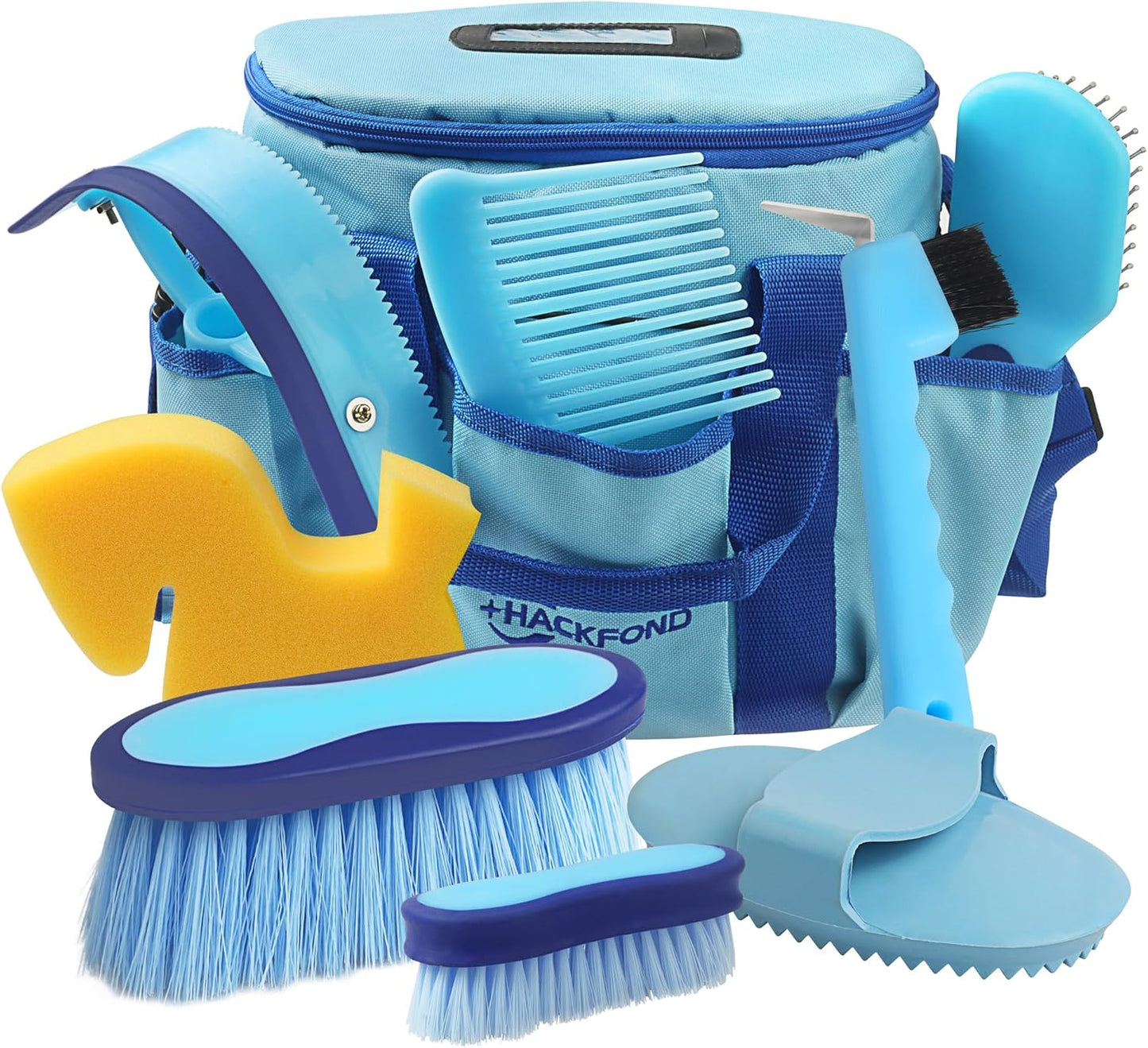 Horse Grooming Kit 9pcs Horse Brushes Equine Grooming Brushes Tack Room Supplies Set with Organizer Tote