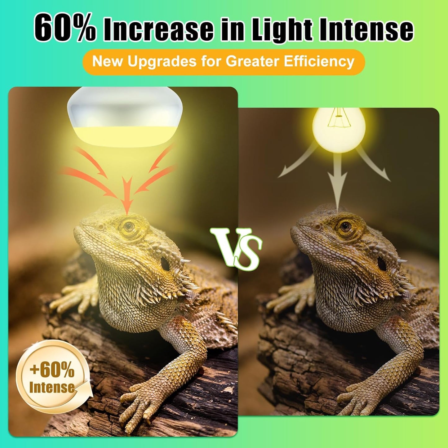 Reptile Heat Lamp 2Pack 100W, Intense Basking Spot Light Bulb with UVA, Simulate Natural Daylight Heat Bulb for Reptile, Turtle, Bearded Dragon, Lizard, Tortoise, Gecko, Snake