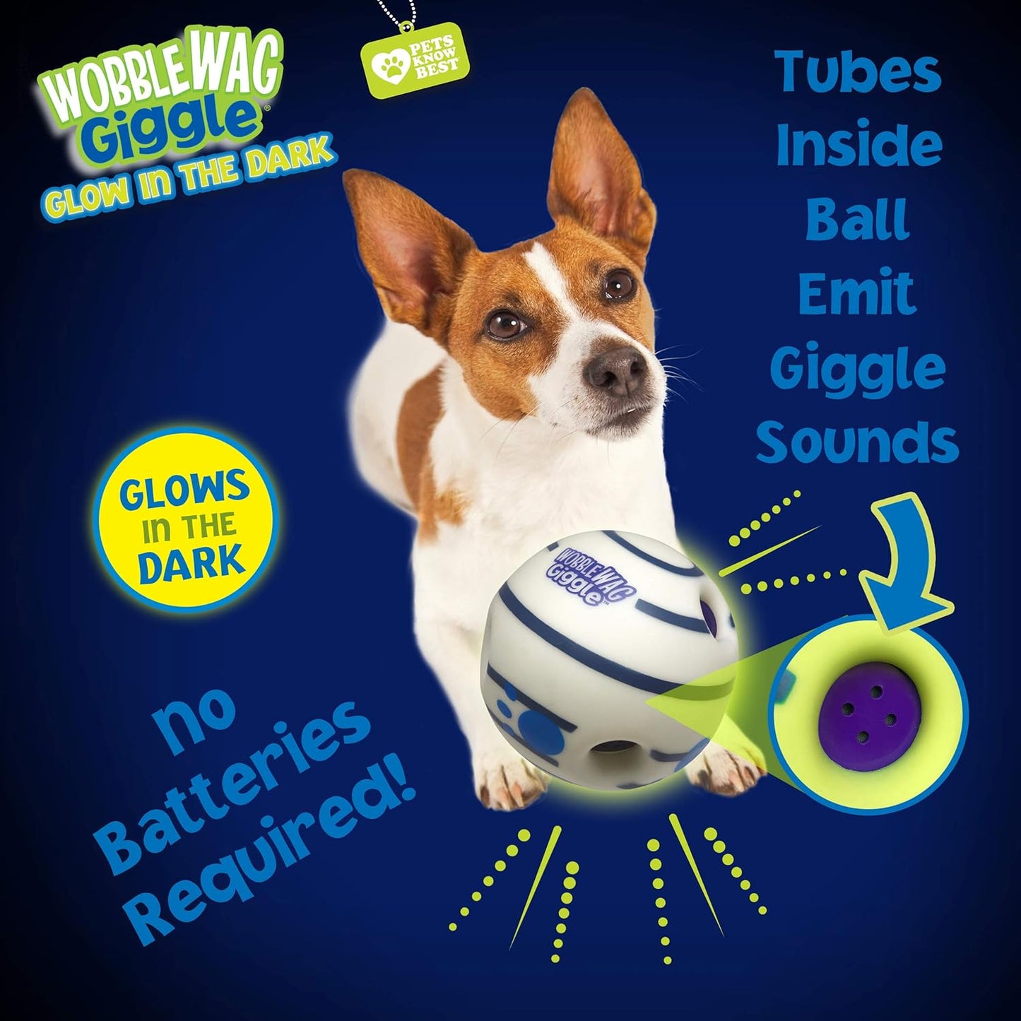 Wobble Wag Giggle Glow in The Dark | Rolling Enrichment Toy for Playtime, Interactive Play for Indoor or Outdoor, Keeps Dogs & Puppies Large, Medium or Small Busy & Moving, As Seen on TV | Pack of 1