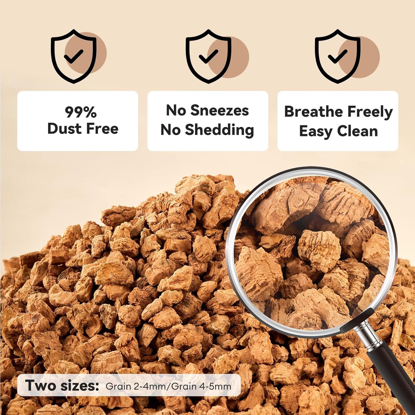 BUCATSTATE Cork Bedding 5L, Natural Hamster Bedding Odor Control for Dwarf Syrian Hamsters, Gerbils, Mice, Low-dust Hamster Substrate with Paper Hideout Box (Grain 4-5mm)