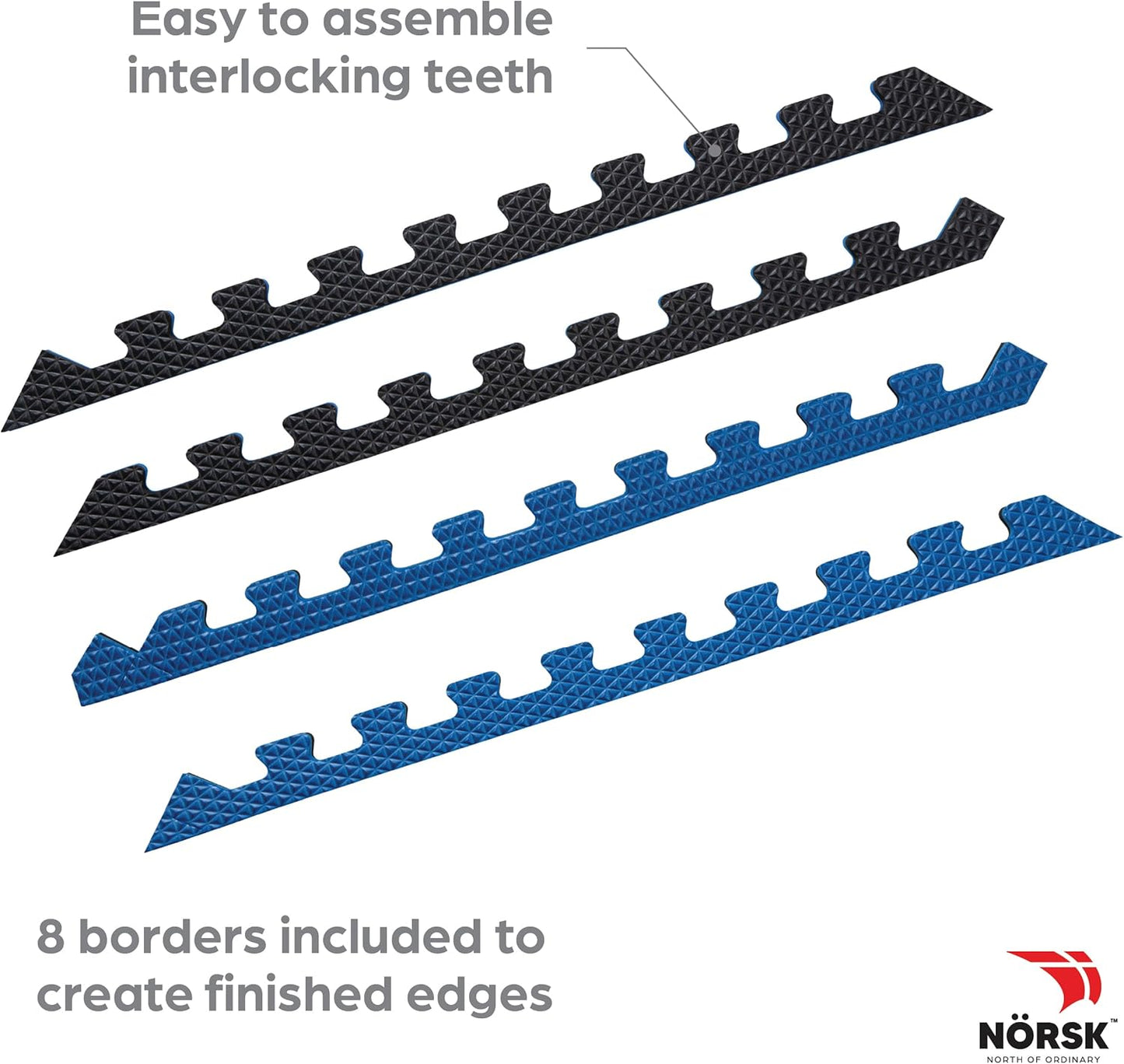 Norsk Reversible Exercise Mats 3/4" Thick EVA Interlocking Foam Tiles - Perfect for Home Gym Flooring, 28 Tiles & 56 Trim Pieces, 112 Sq. Ft. Reversible, Dazzling Blue/Black