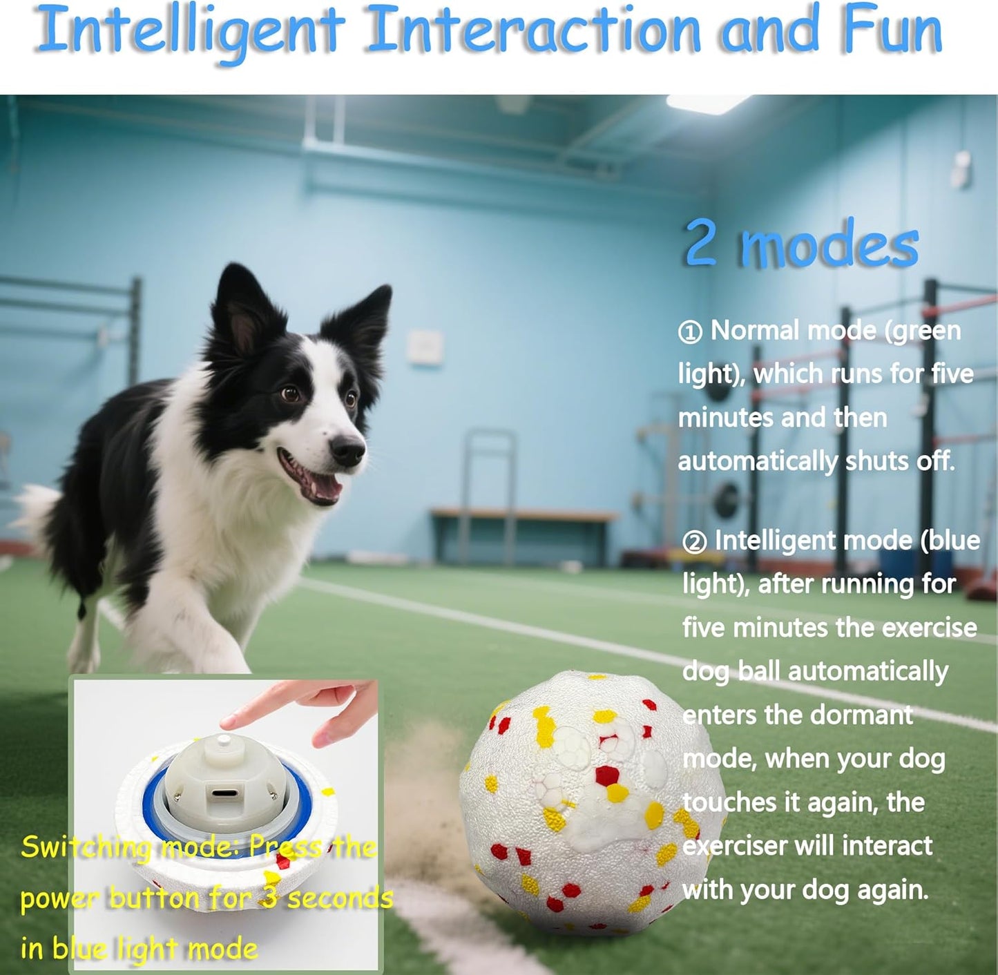 Interactive Dog Toys Dog Balls Activated Automatic Rolling Ball for Puppy Small Medium Dogs Smart Jumping Automatic Moving Bouncing and Rotating Ball Vibrating Keep Them Busy