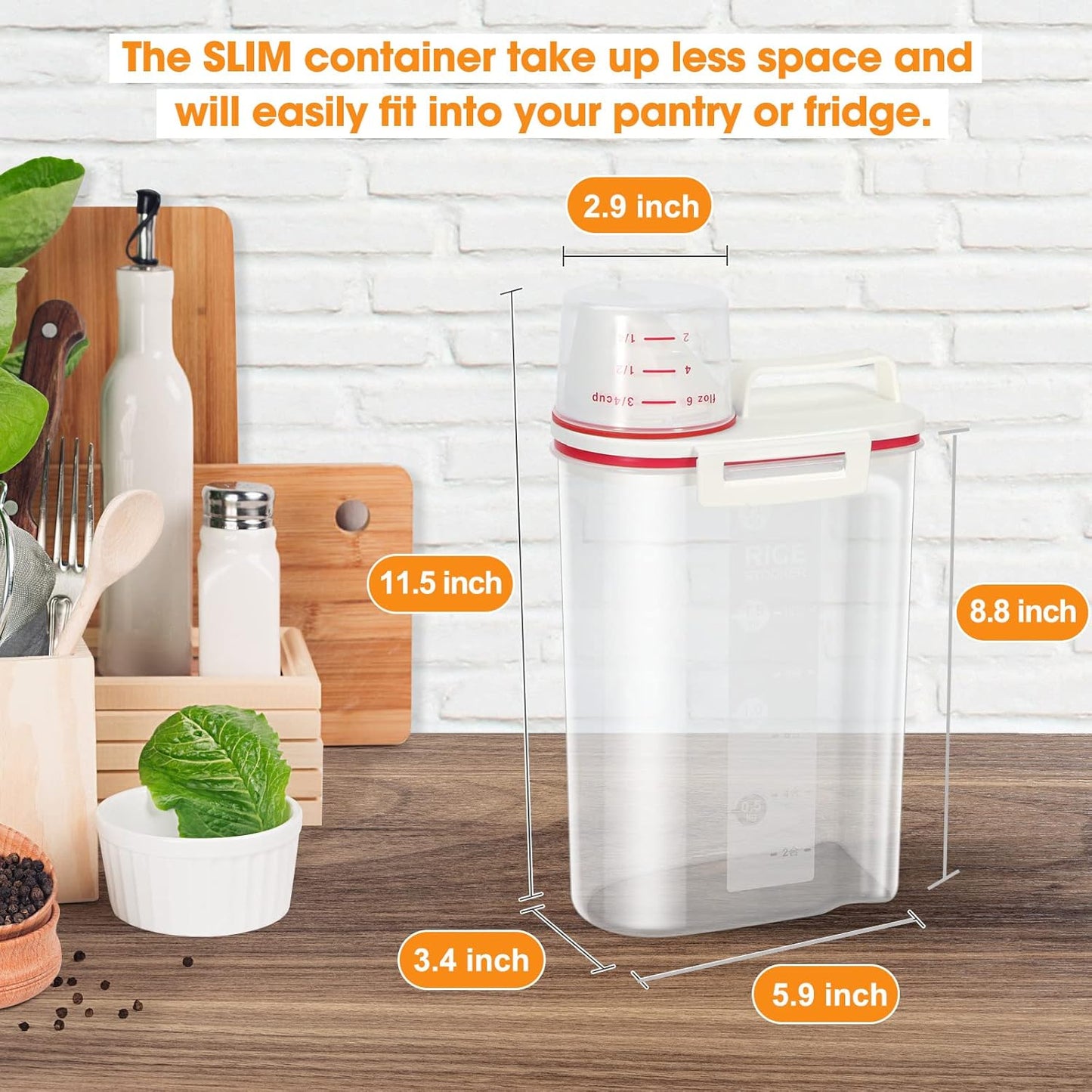 TBMax Rice Storage Container, Airtight Cereal Container Dispenser with Pourable Spout + Measuring Cup, BPA Free Plastic Storage Bin for Pantry Organization and Storage