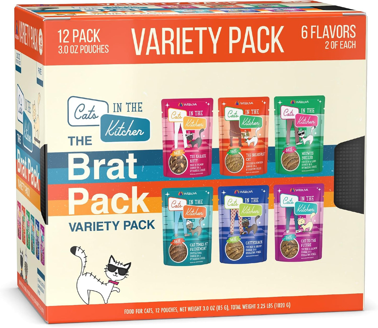 Weruva Cats in The Kitchen Slide N' Serve The Brat Pack Variety Cat Food Pouches 3 Ounce (Pack of 12)