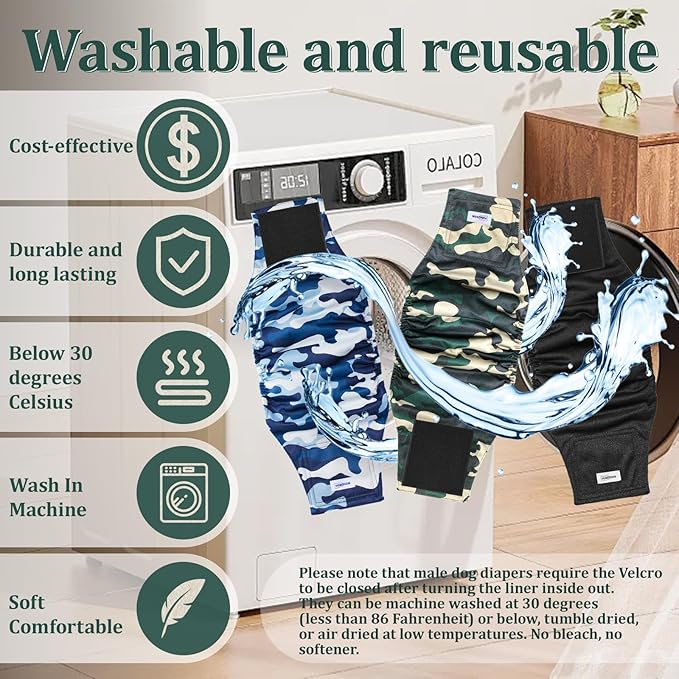 Reusable Dog Diapers Male, Premium Washable Belly Bands for Male Dogs, Pack of 5, High Absorbing Extra Large Male Dog Wraps for Doggie & Puppy in Incontinence or Excitable Urination and Training(XL)