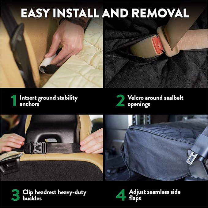 Plush Paws Products Velvet Convertible Rear Seat Cover | Durable Diamond Stitching | Washable & Waterproof Back Seat Cover | Car, Truck & SUV | Nonslip, Tear Resistant Protection | X-Large London Grey