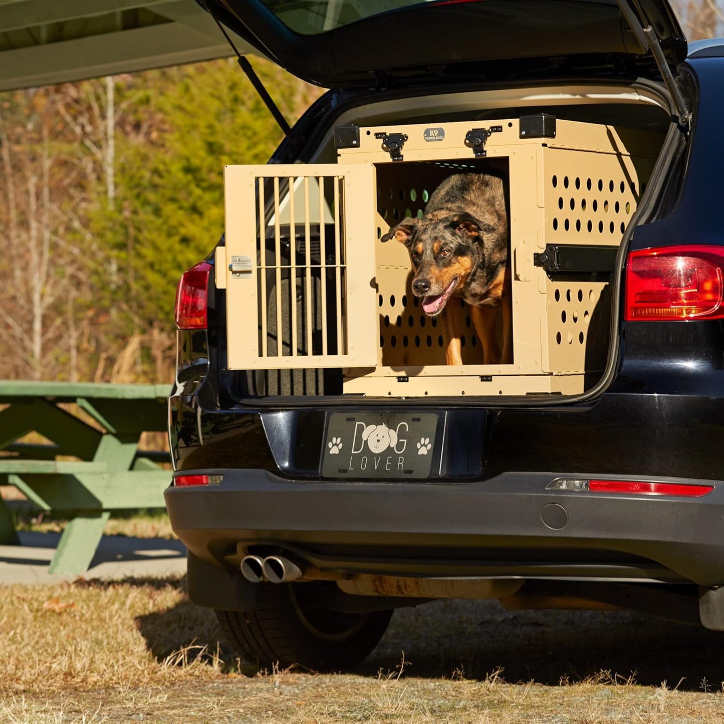Heavy Duty Fully Collapsible Powder-Coated Aluminum Dog Crate - Medium (Tan)