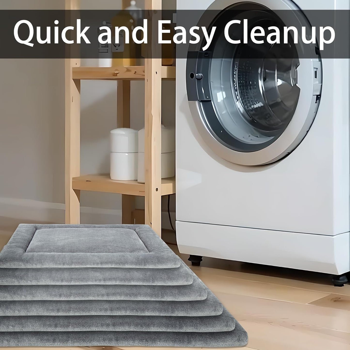 KHONSU PET Dog Bed Mat for Crate 1.1in Slim Cooling Pad Reversible Flannel & Waterproof Canva for Dogs up to 70 lbs